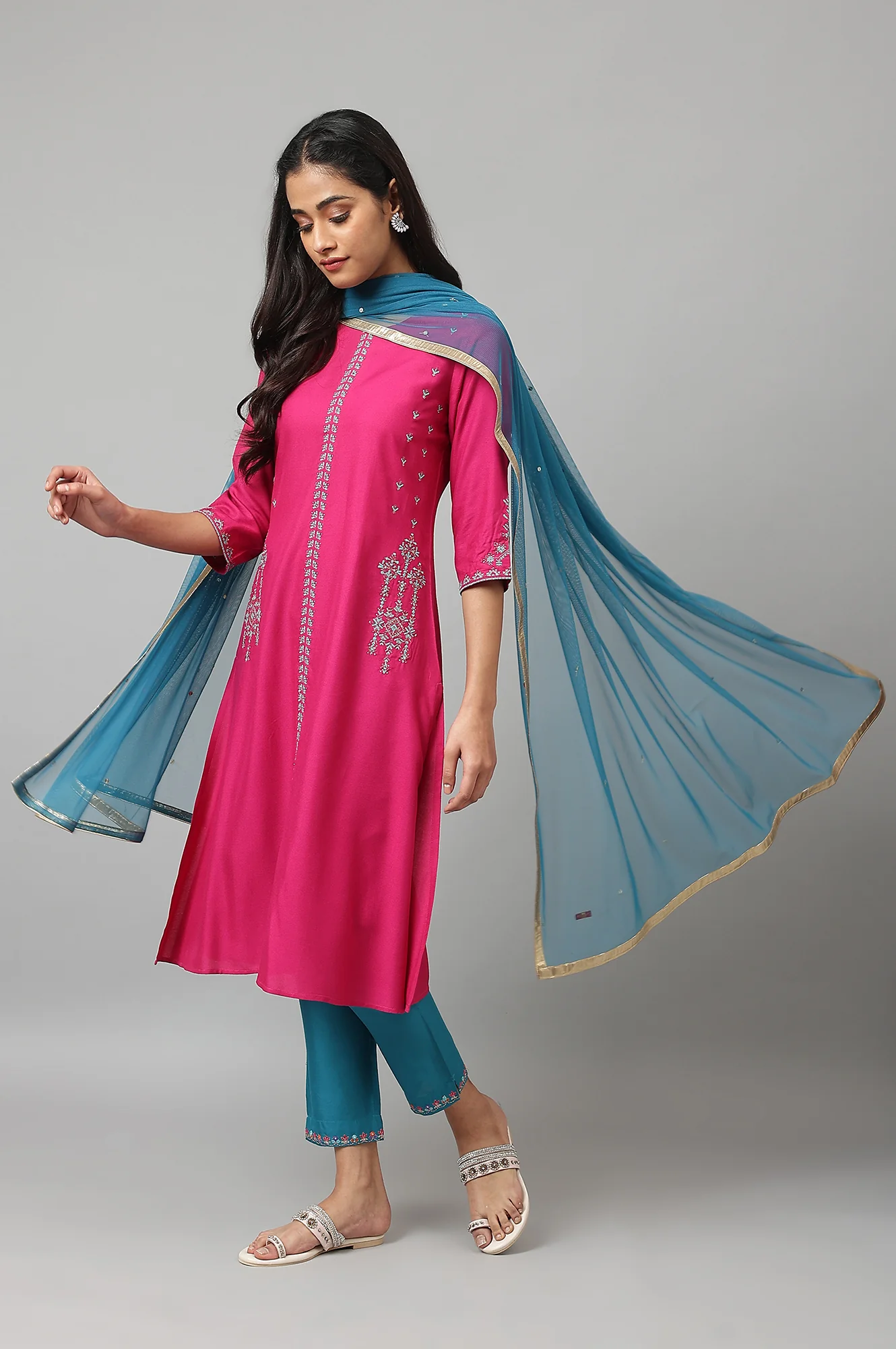 Teal Blue Mesh Drape - Image 3