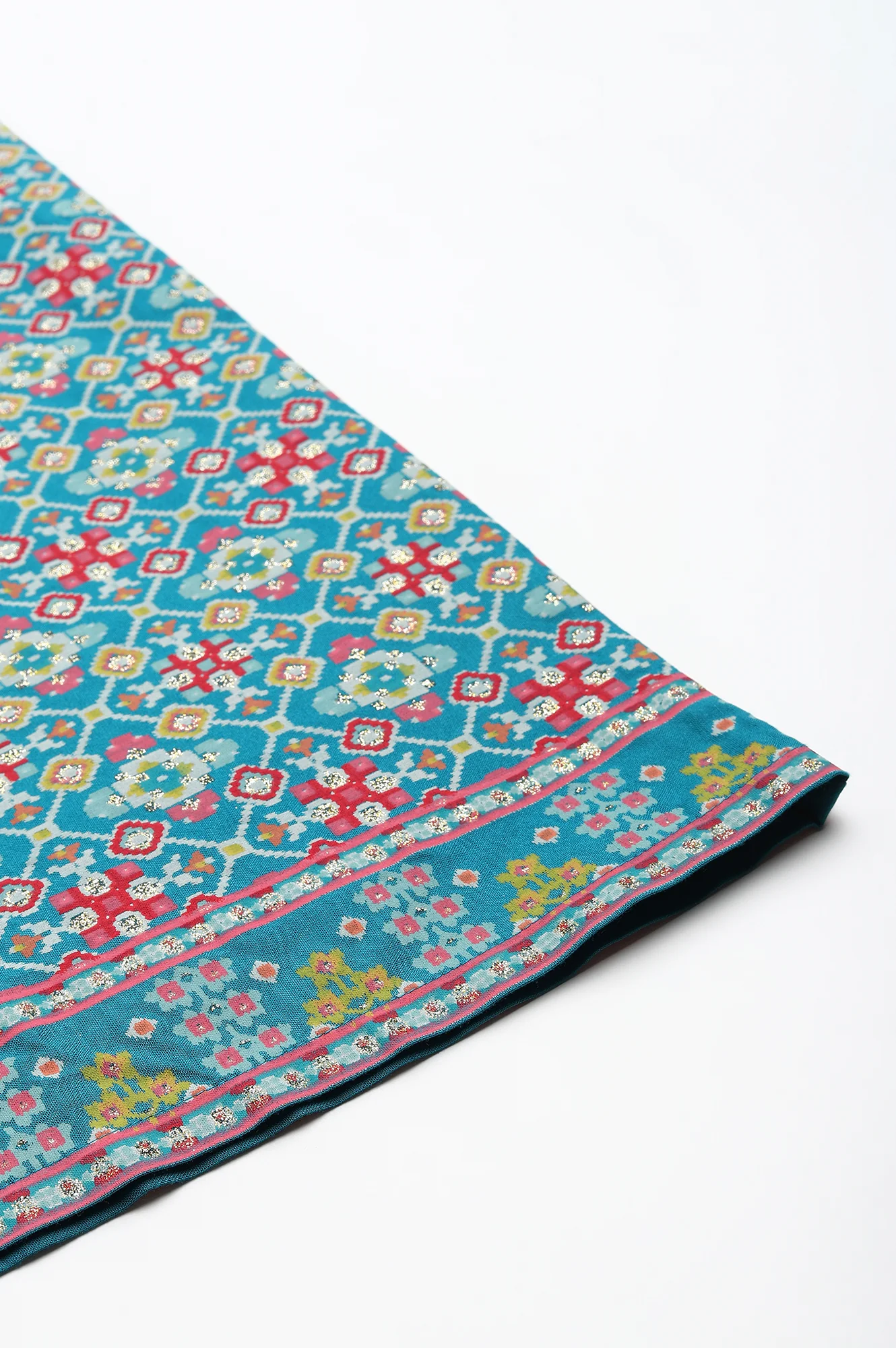 Teal Blue Rayon Printed Parallel Pants - Image 8