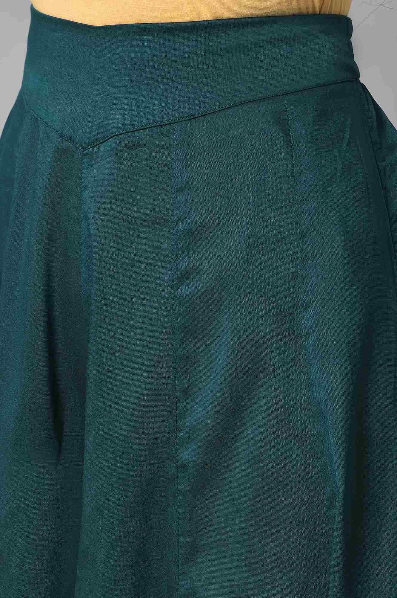 Teal Blue Solid Flared Culottes - Image 7