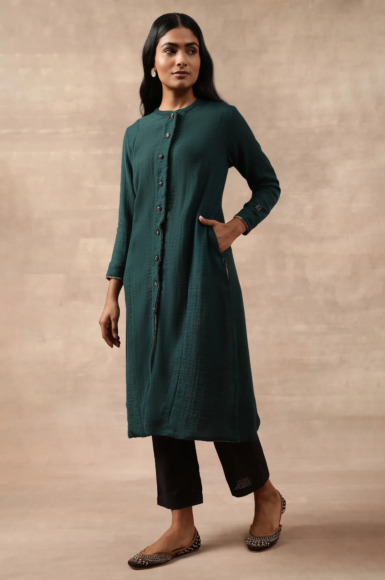 Teal Woollen Reversible Jacket - Image 2