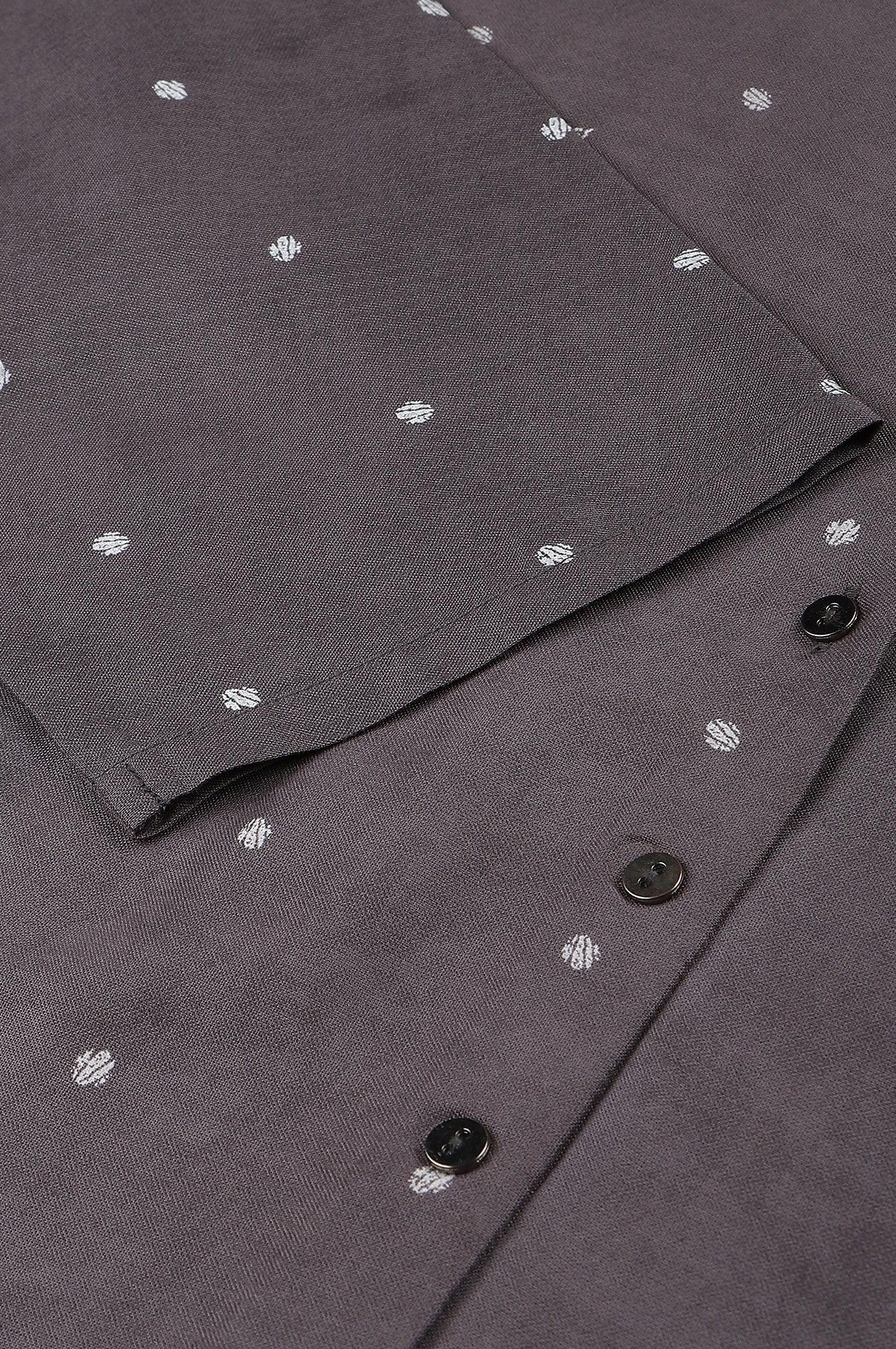 Tornado Grey Printed kurta In Half Placket - Image 7