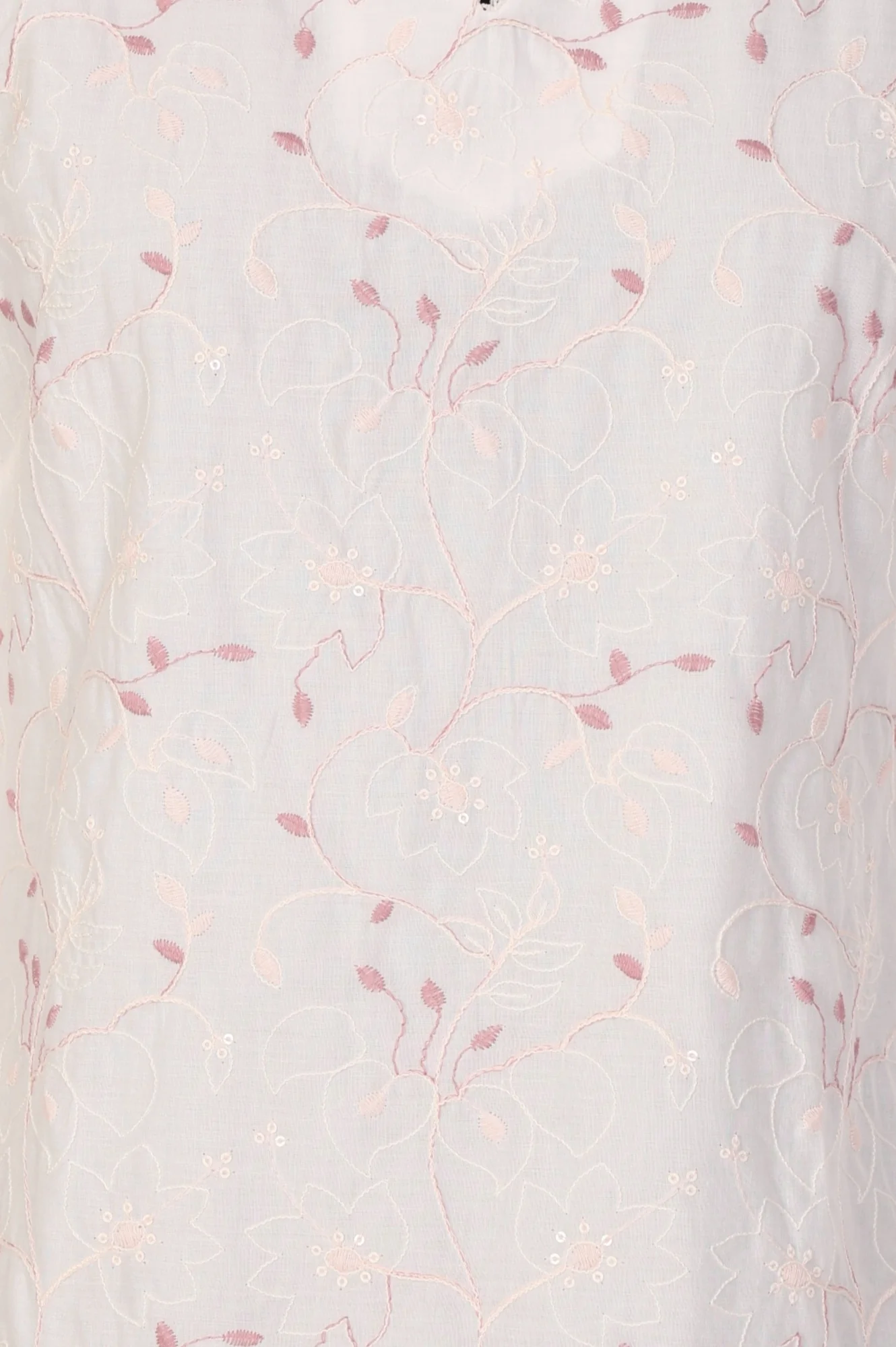 White Chikankari Embroidered Sequins Pure Cotton Straight Kurta - Image 3