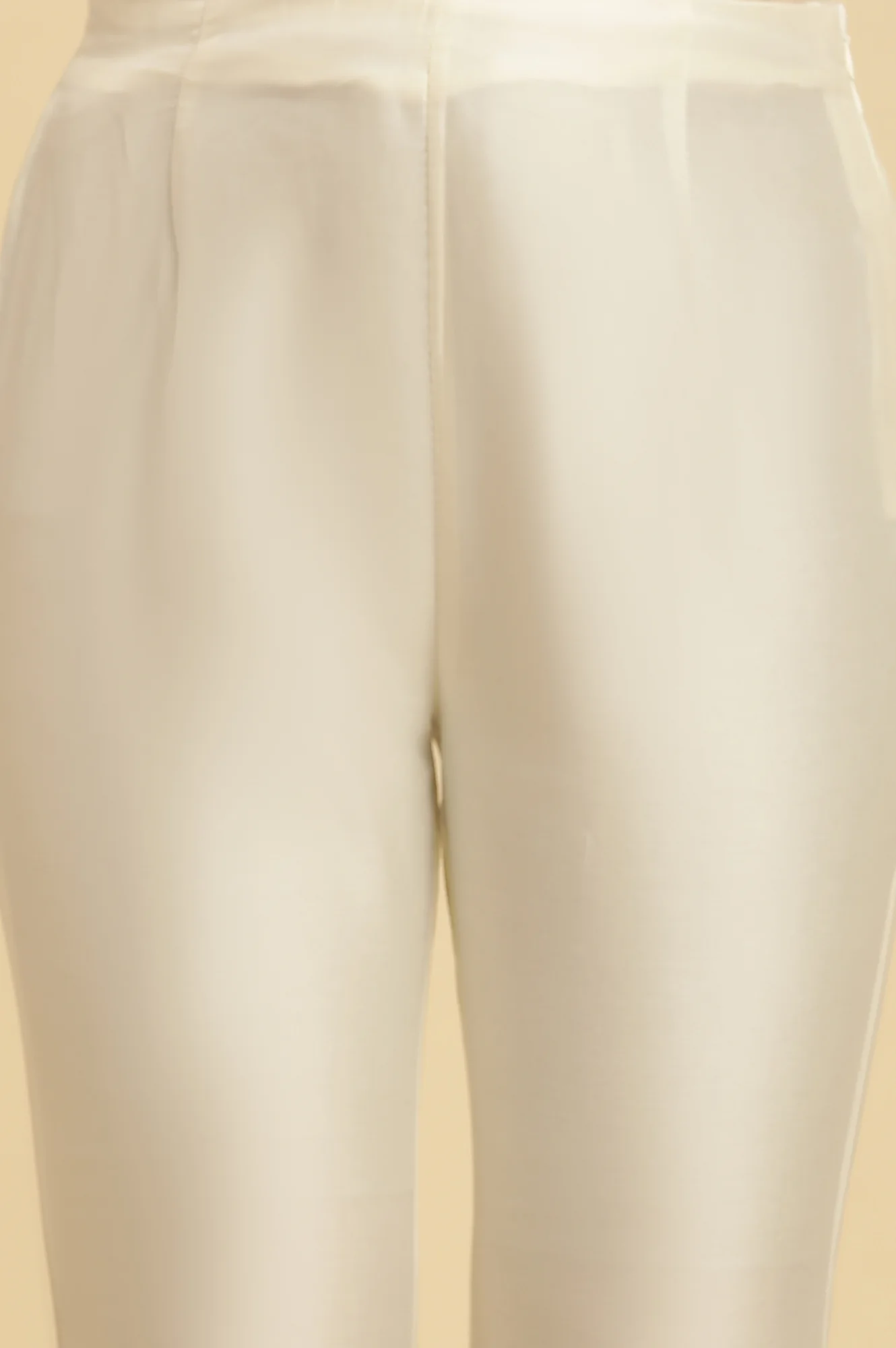 White Dori Embroidery Viscose Blend Straight Kurta and Slim Pant Set - Image 6