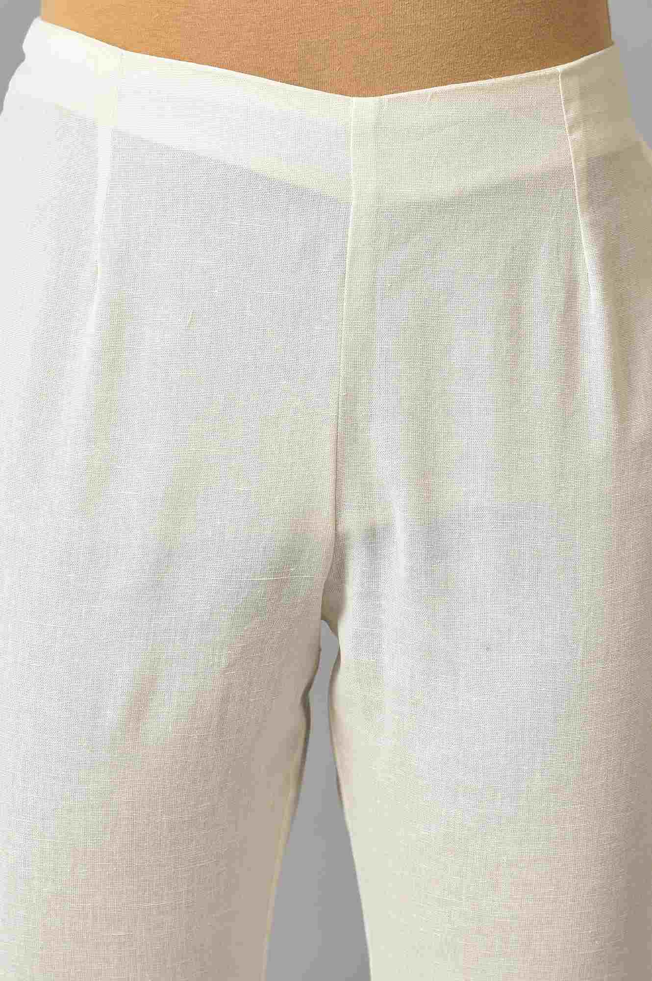 White Embroidered And Silver Fitted Pants Combo - Image 3