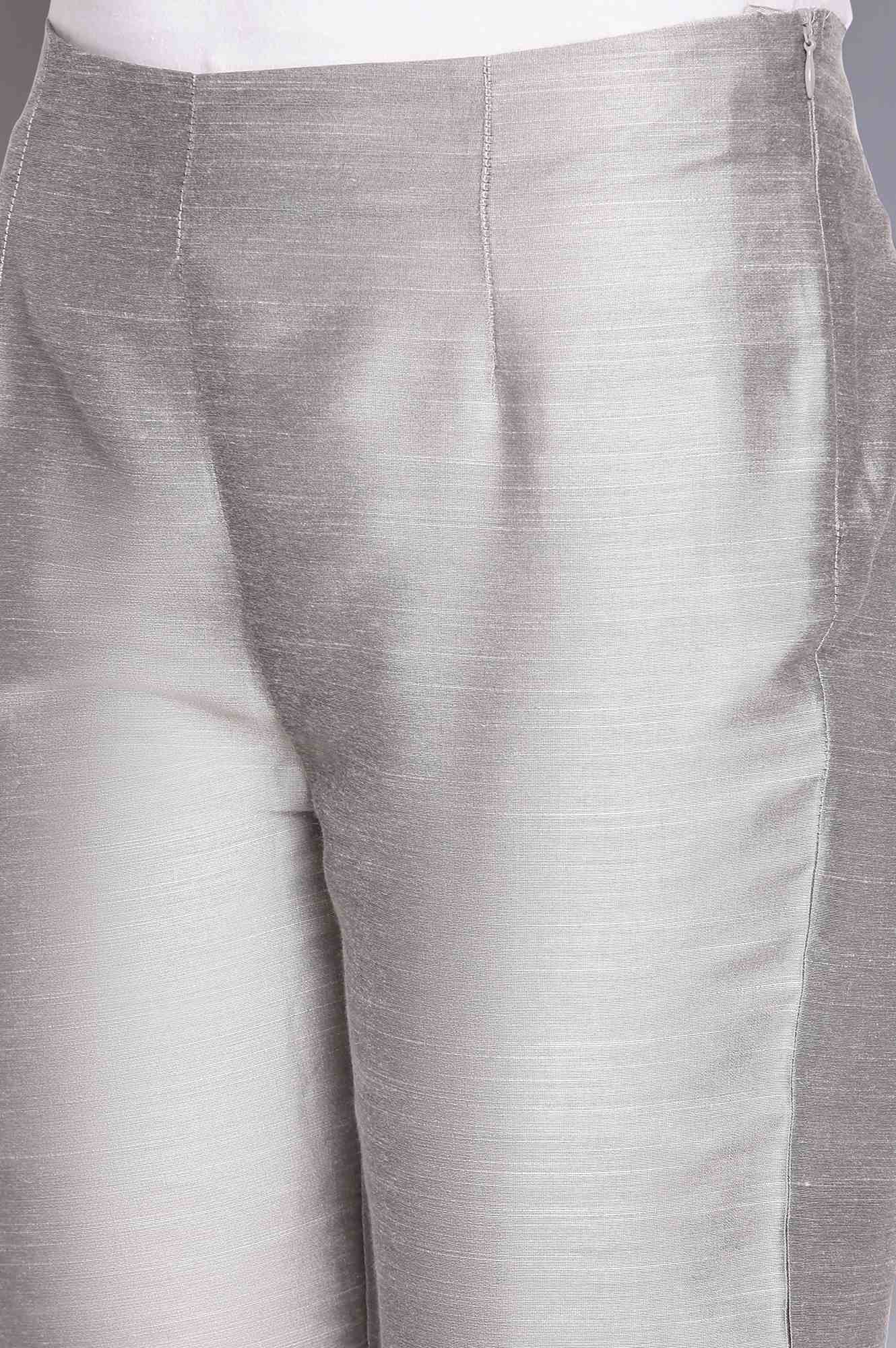 White Embroidered And Silver Fitted Pants Combo - Image 4