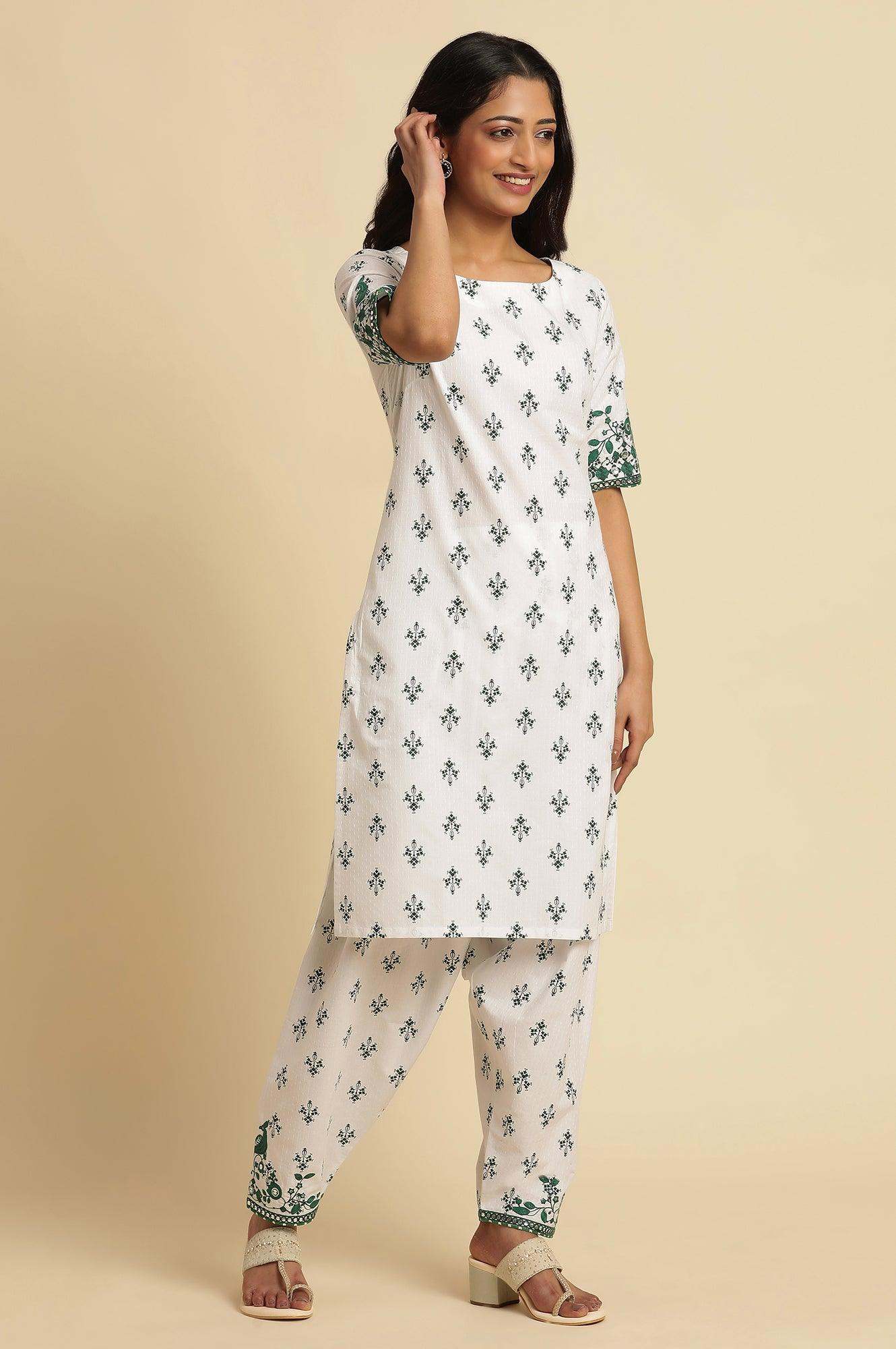 White Embroidered Kurta, Salwar and Dupatta Set - Image 5