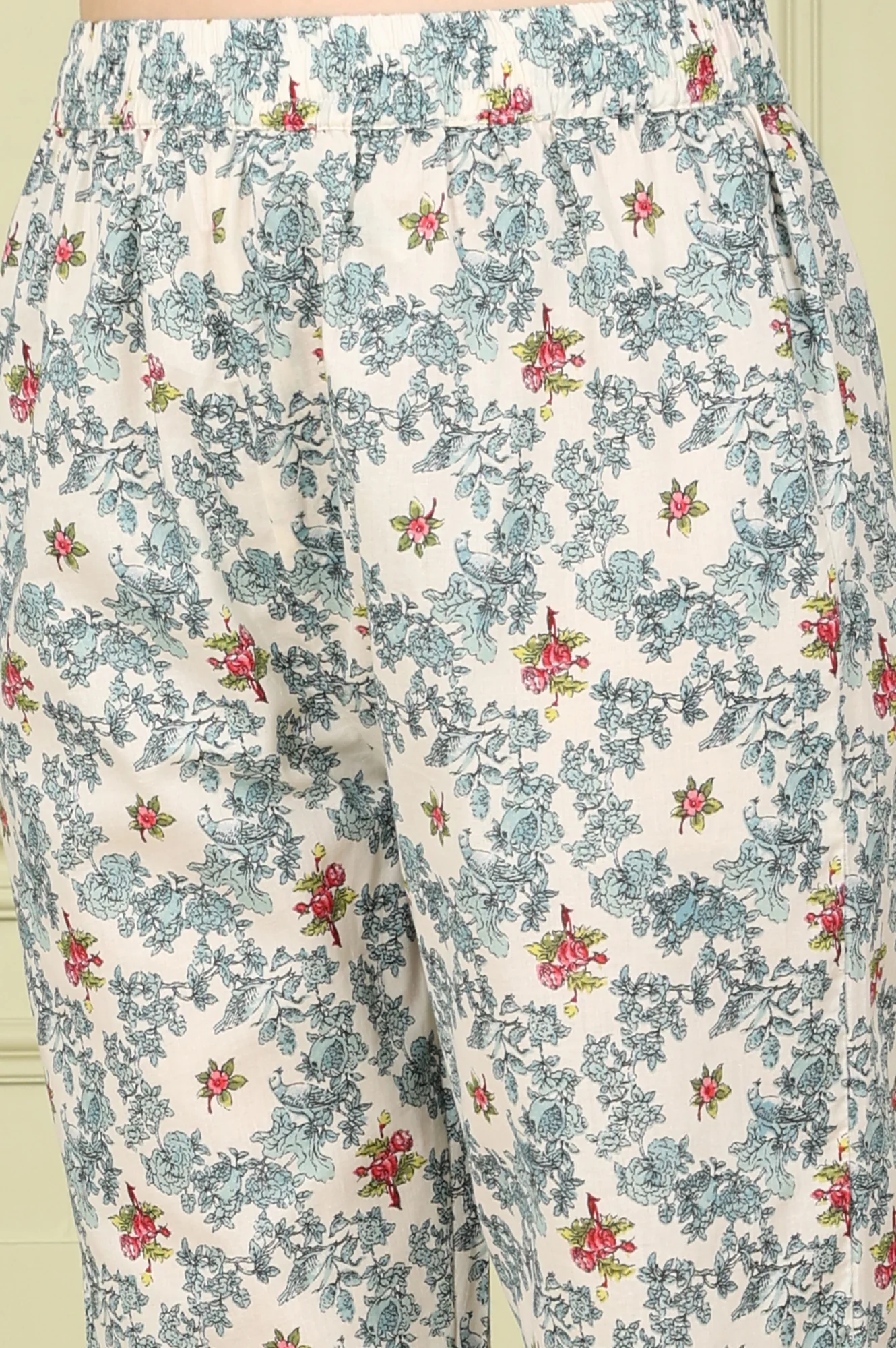 White Floral Printed A-Line Kurta, Pants And Dupatta Set - Image 9