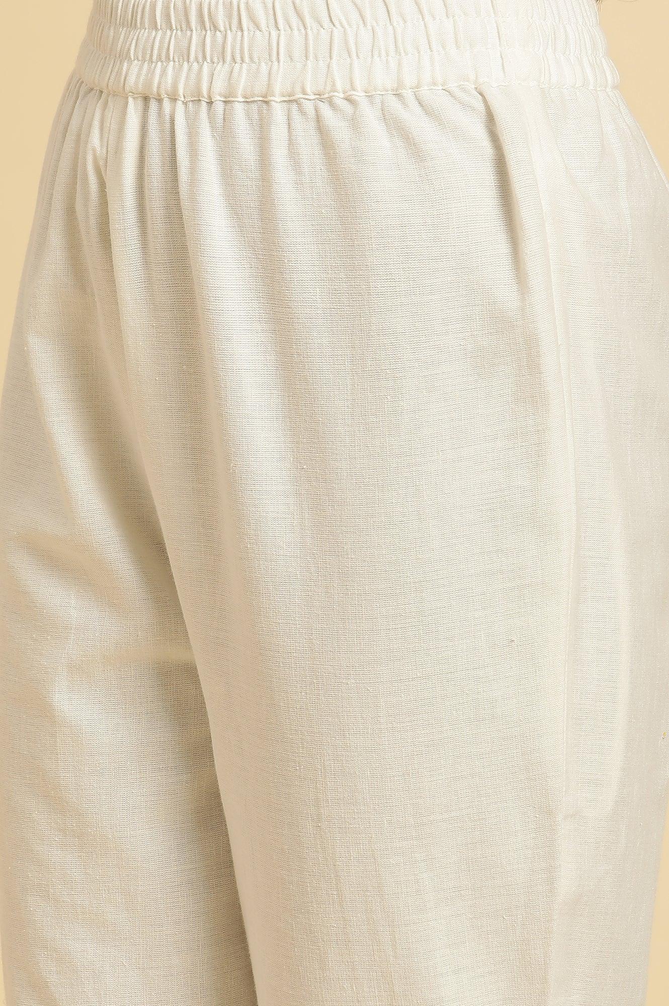 White Floral Printed Kurta and Pants Set - Image 10