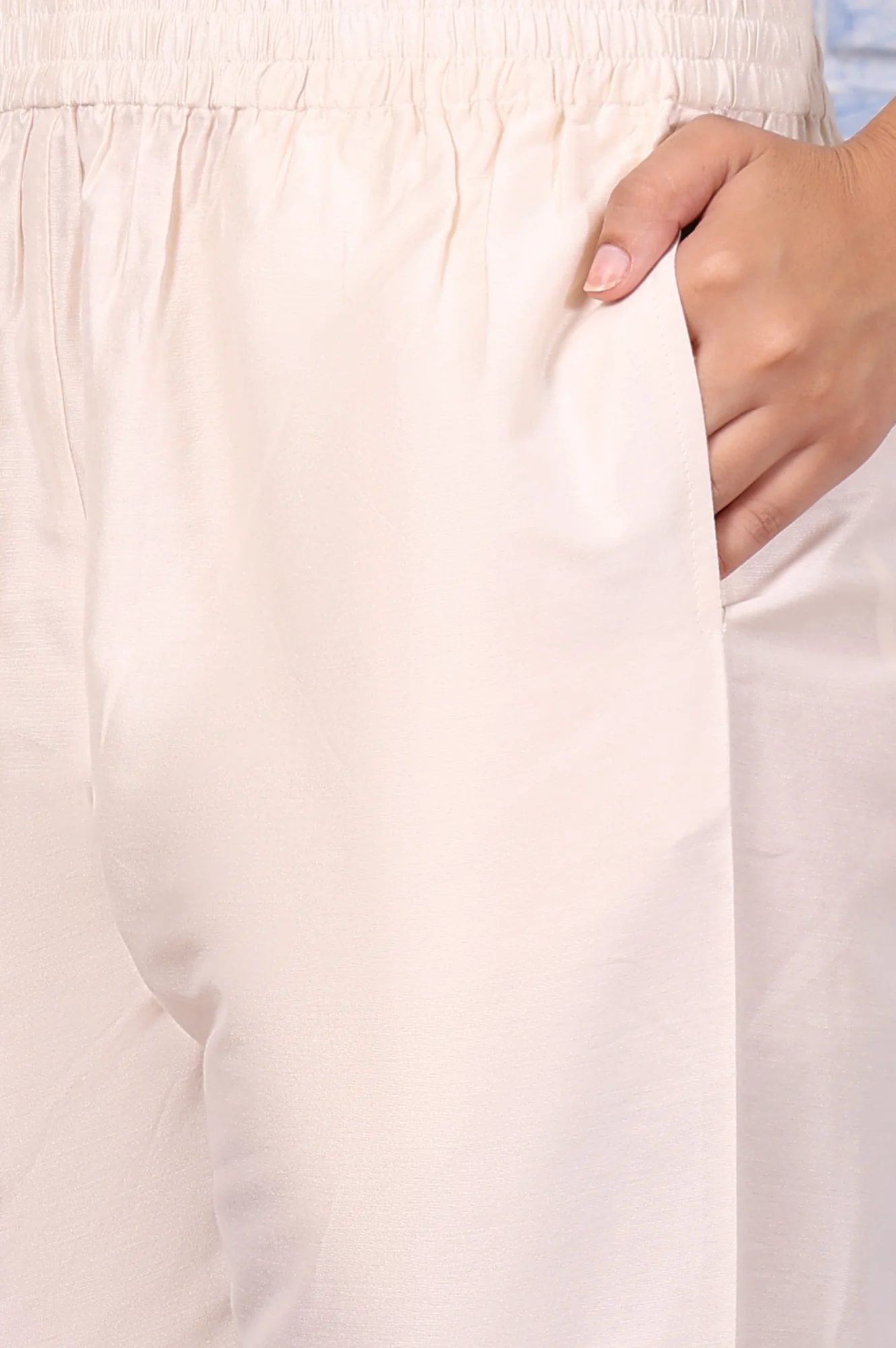 White Floral Printed Thread Embroidered Chanderi A-Line Kurta, Straight Pant And Dupatta Set - Image 9