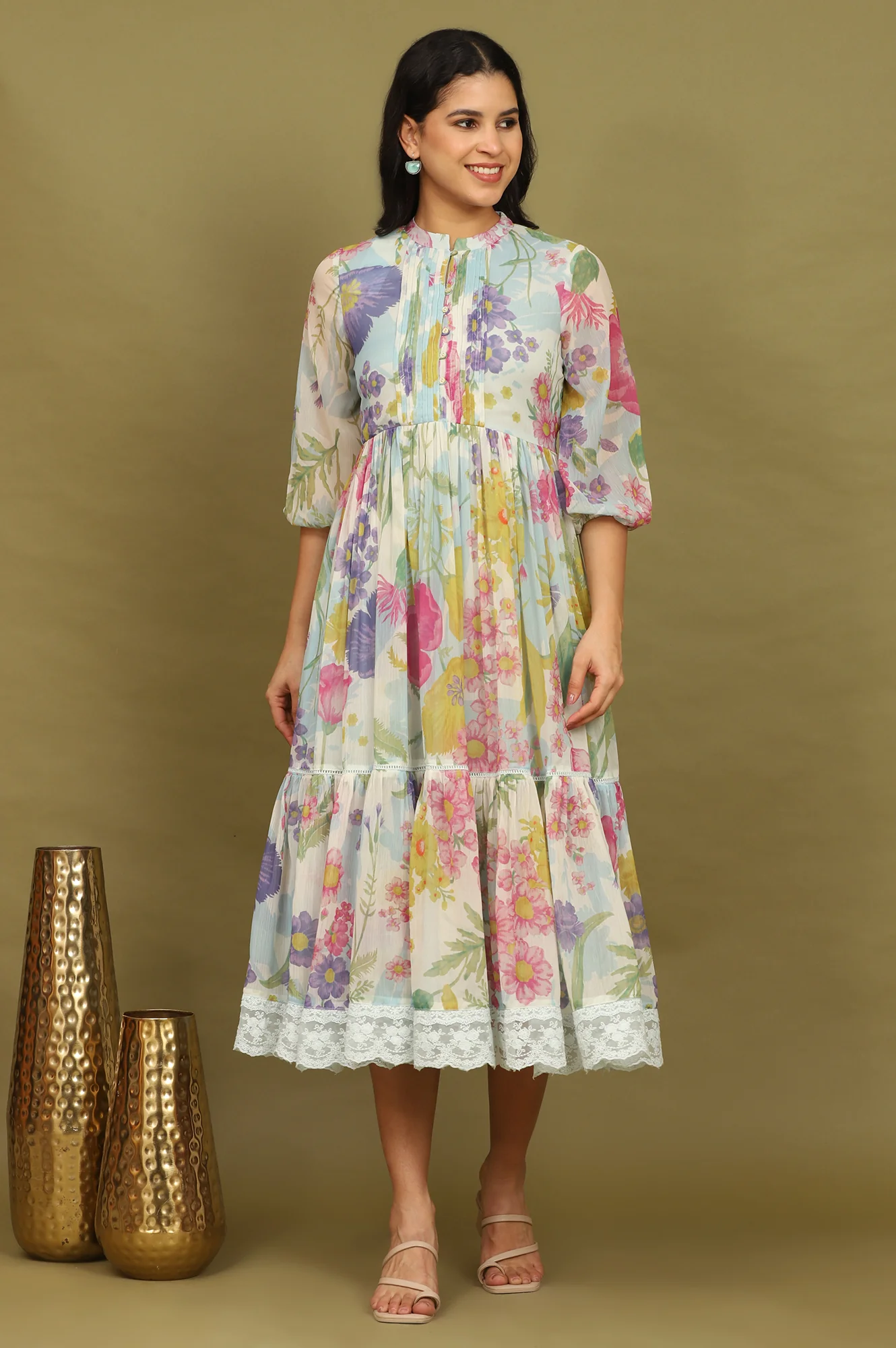 Floral Printed Flared Dress - Image 4