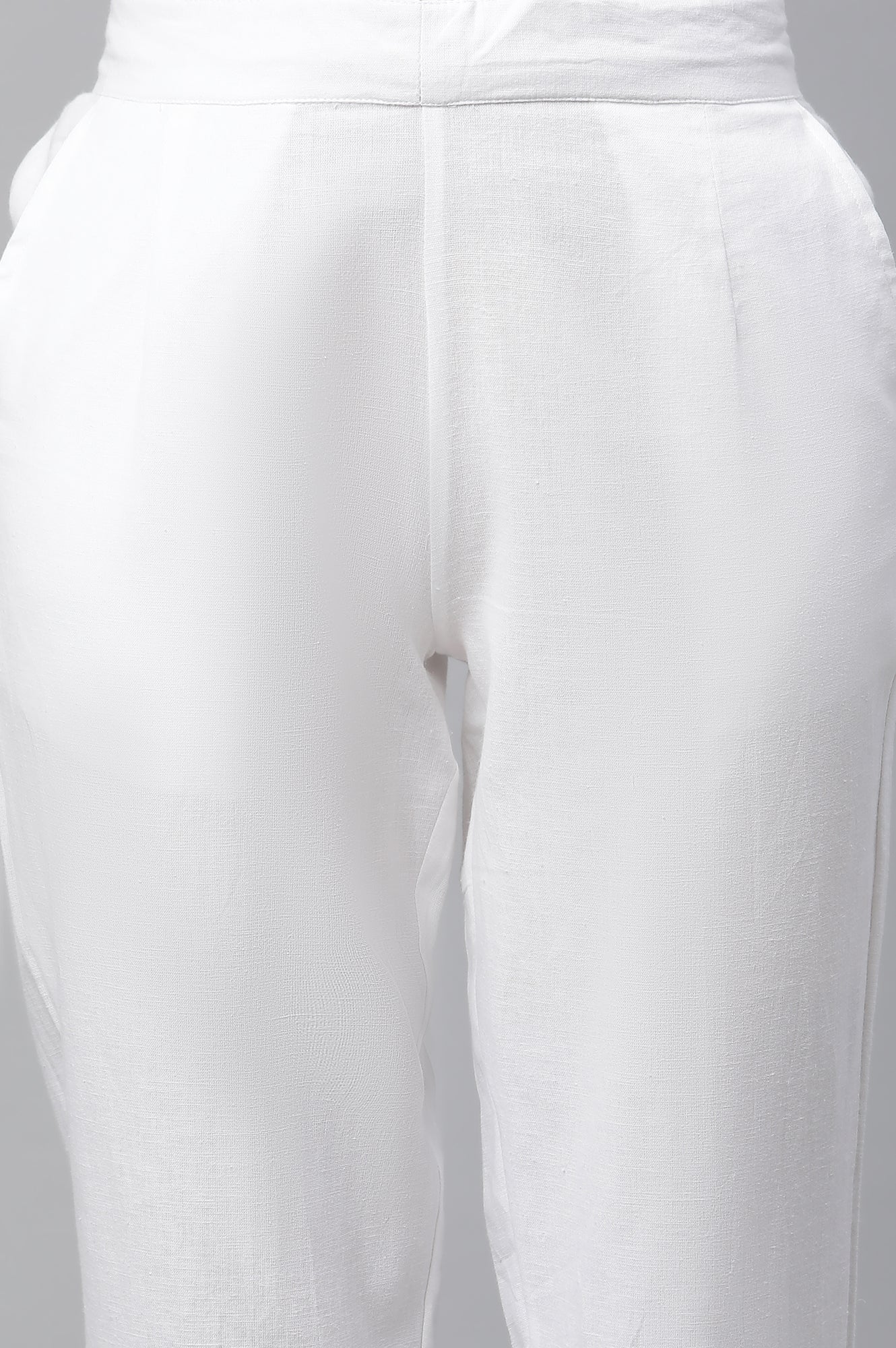 Elleven Women's White Solid Straight Fit Cotton Trousers With Lace Inserts - Image 7