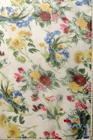 White Organza Floral Printed Dupatta - Image 5