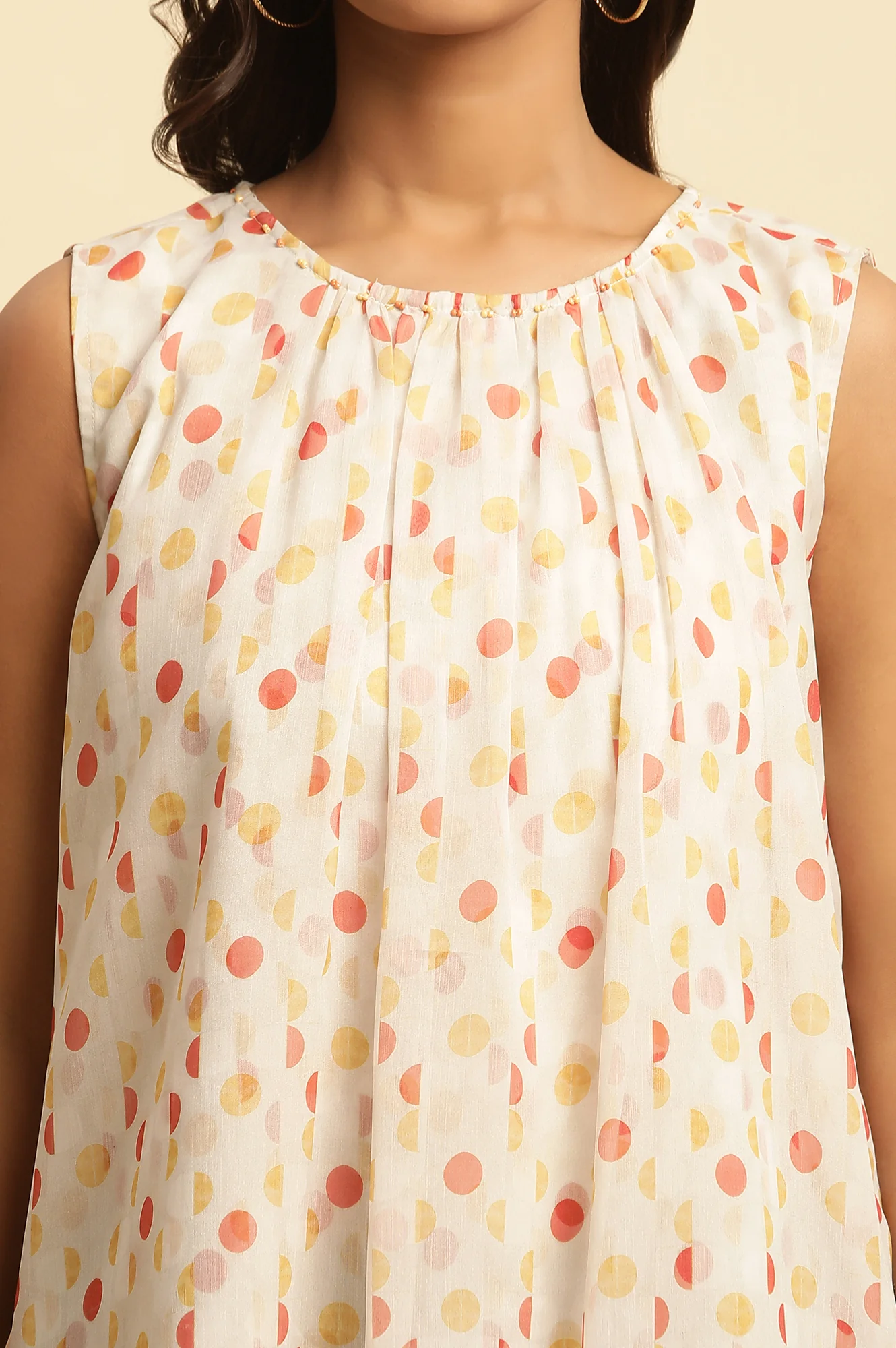 White Polka Dot Printed Layered Top - Image 6