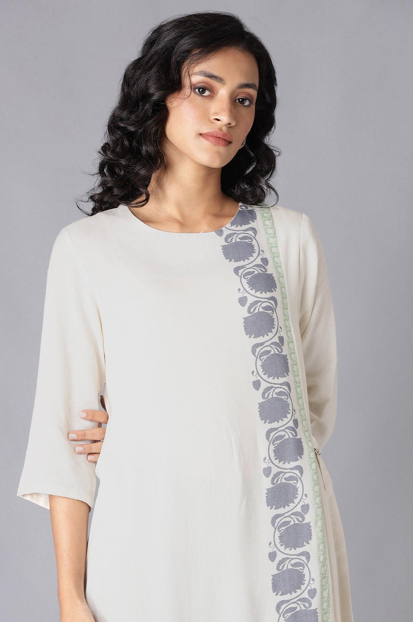 White Printed A-Line kurta - Image 5