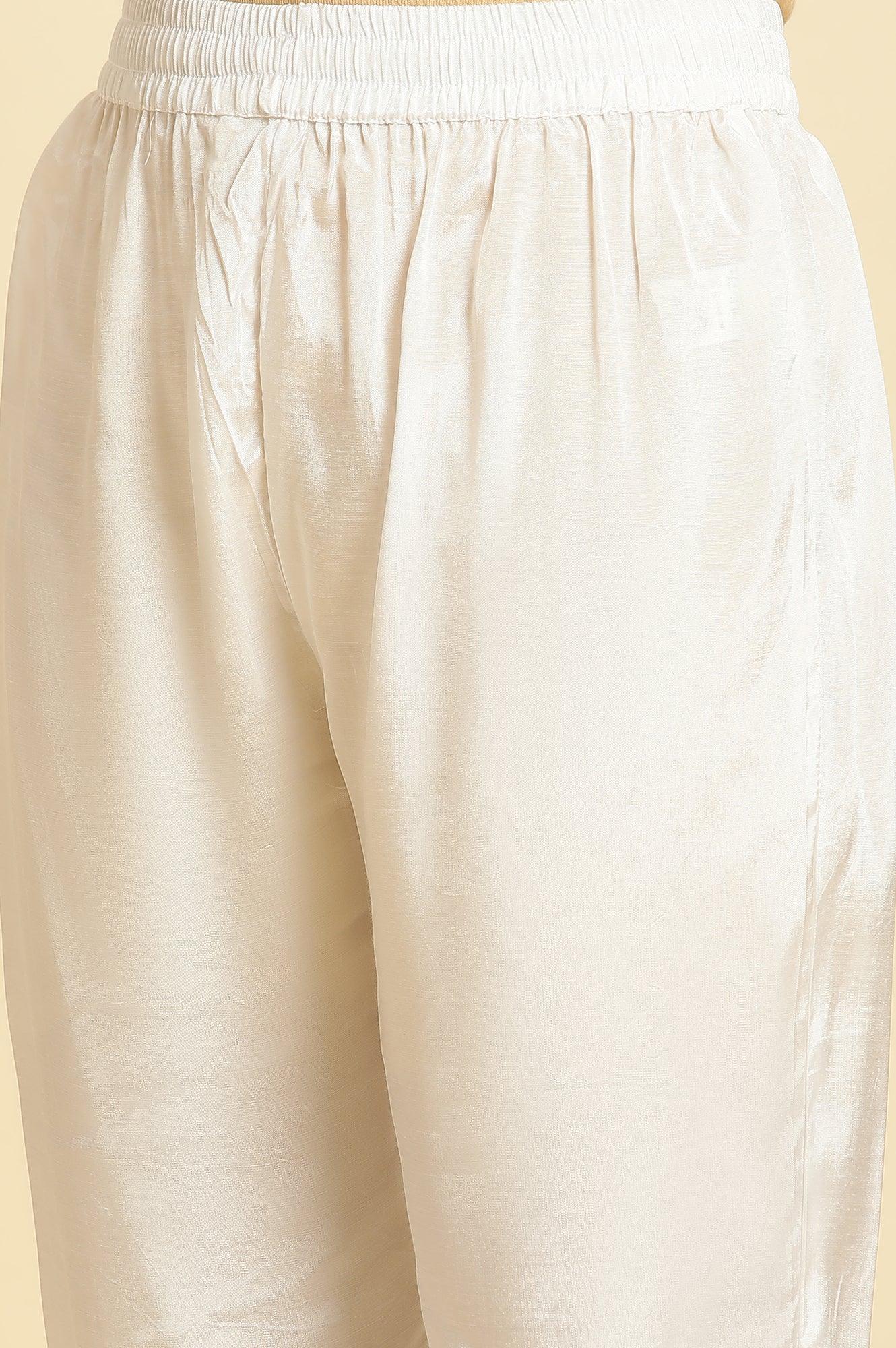 White Printed Flared Kurta And Pants Set - Image 9