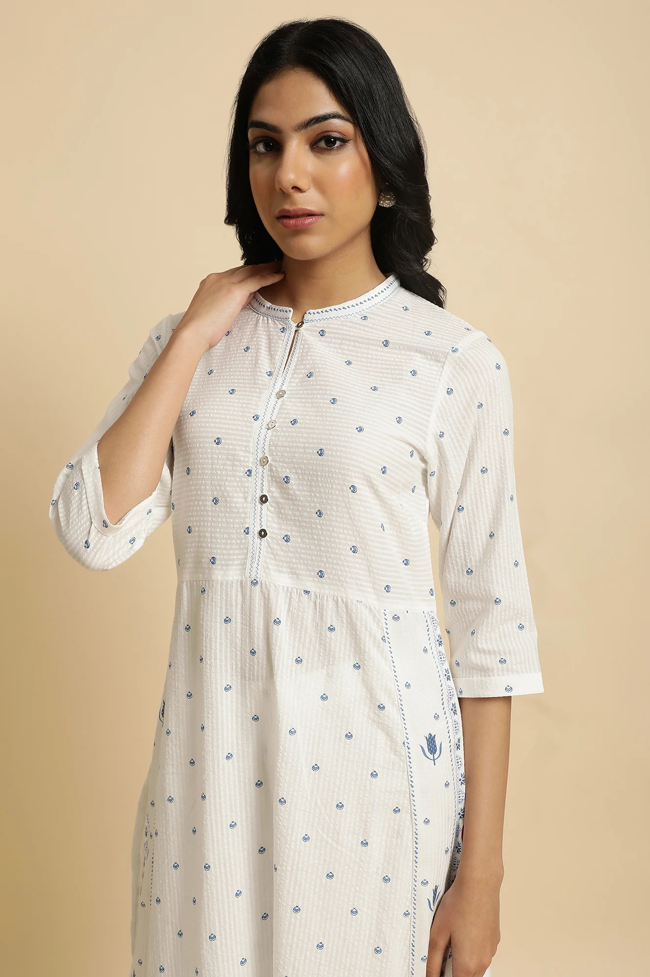 White Printed Summer Kurta Co-Ord Set - Image 6