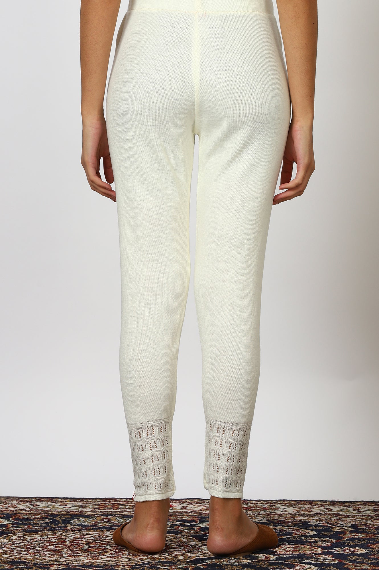 White Solid Acrylic Straight Legging - Image 3