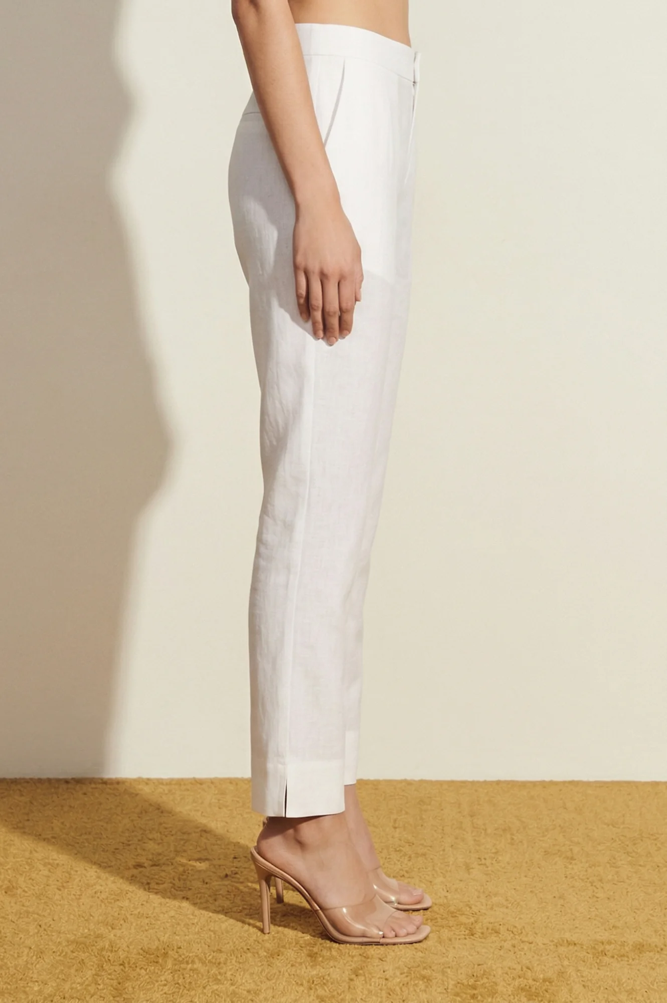 Elleven Women's White Solid Cotton Flax Straight Fit Ankle Length Trousers - Image 6