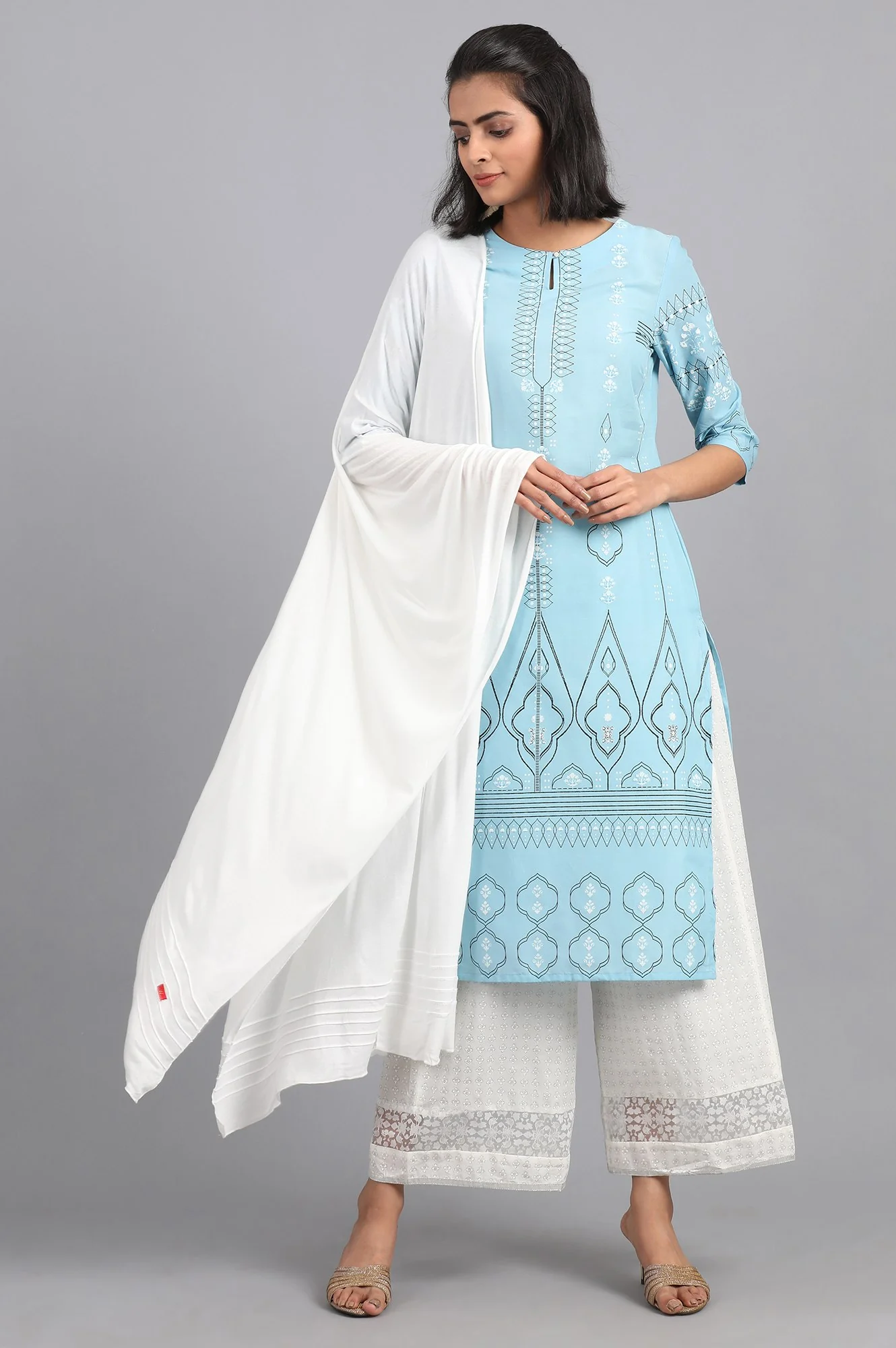 White Solid Jersey Dupatta - Image 3