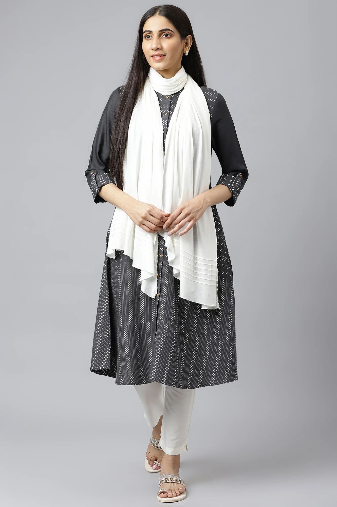 White Solid Jersey Dupatta - Image 3