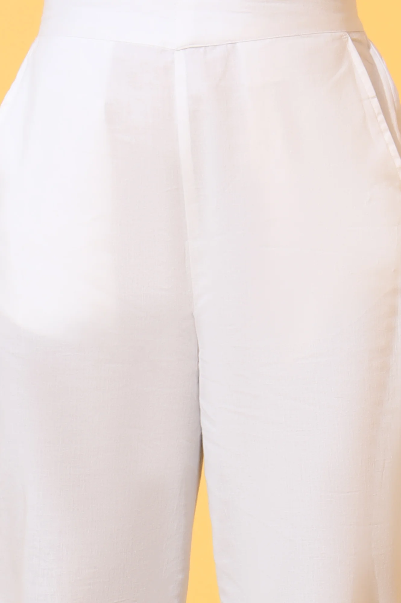 Elleven Women's White Solid Schiffli Embroidered Pure Cotton Palazzo Pants - Image 6