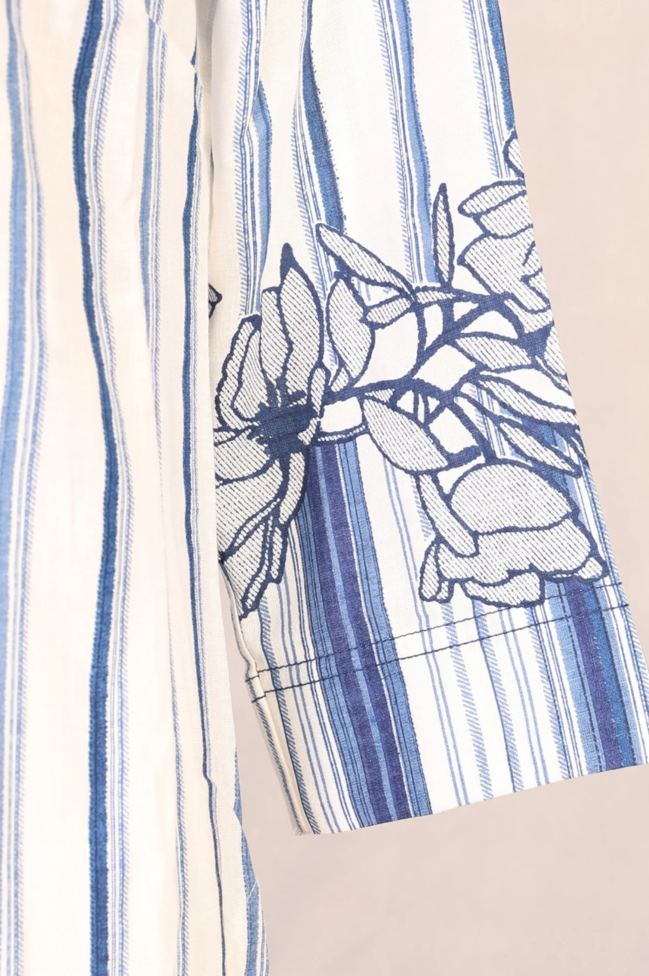 White Striped Straight Kurta and Pants Set - Image 2