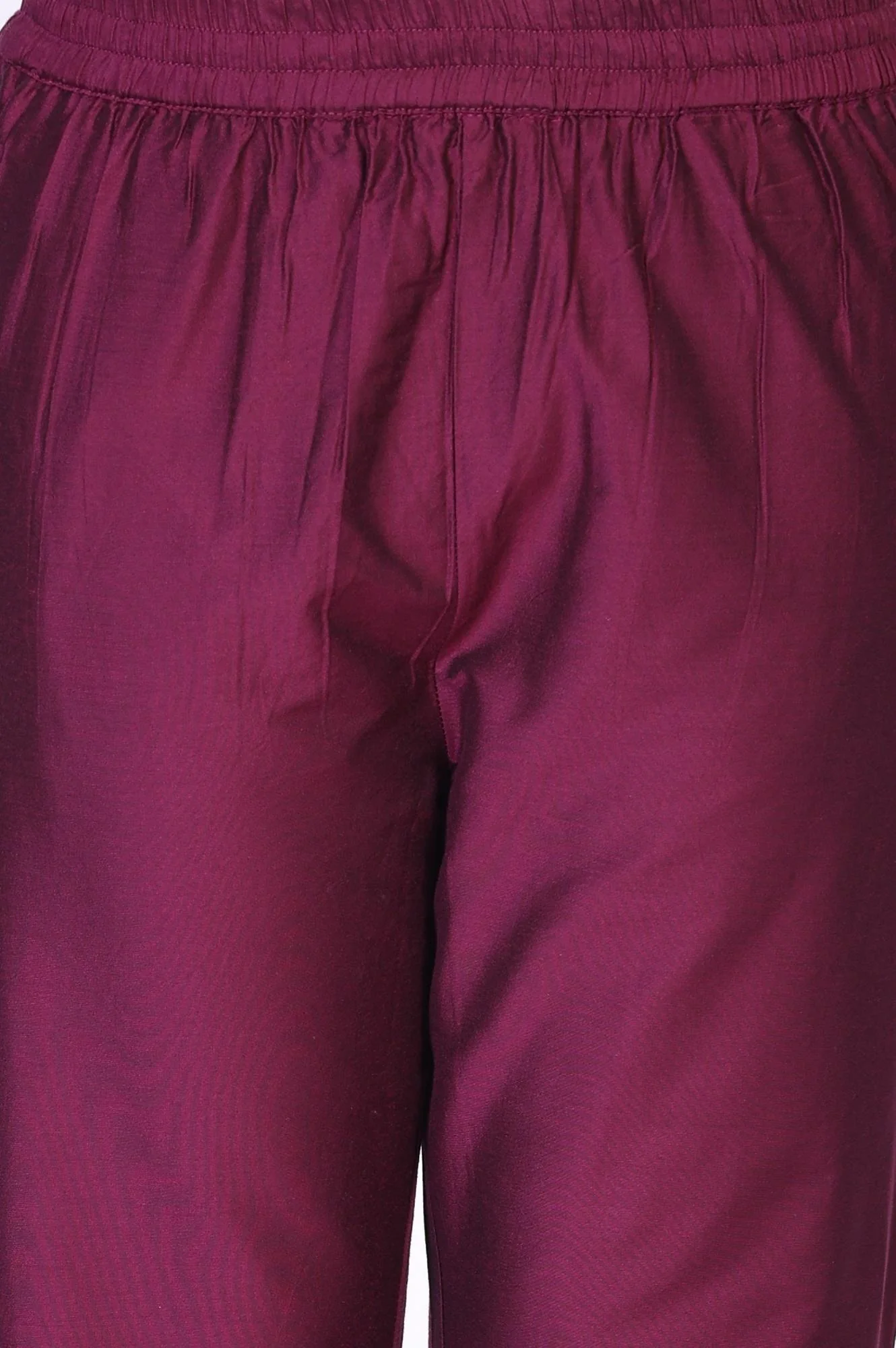 Wine Embroidered Straight Silk Blend Kurta with Straight Pant and Dupatta Set - Image 8