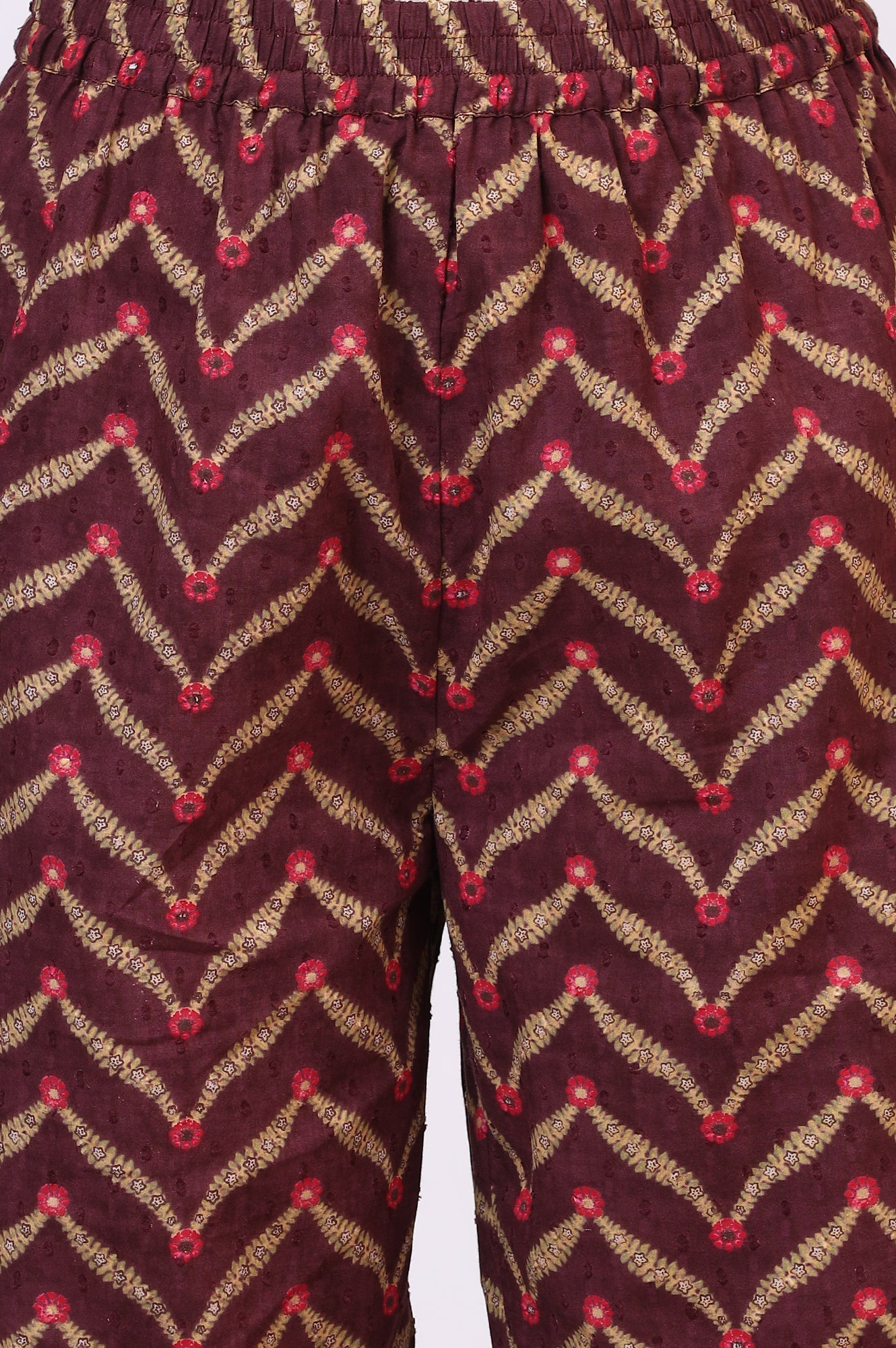 Wine Floral Printed Pure Cotton Straight Kurta and Pants Co-ord Set with Dupatta - Image 9
