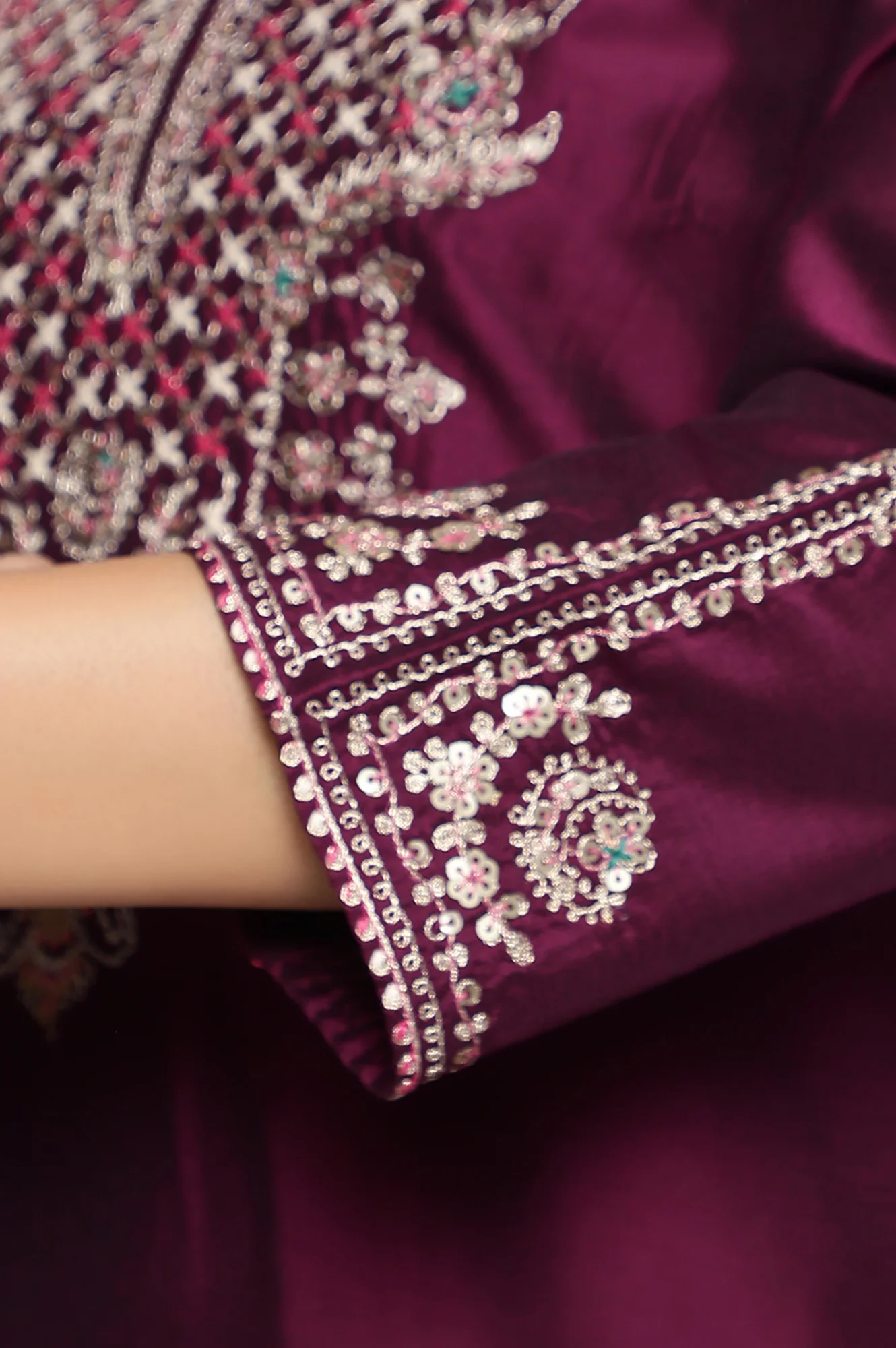 Wine Solid Printed Ps Straight Kurta - Image 6