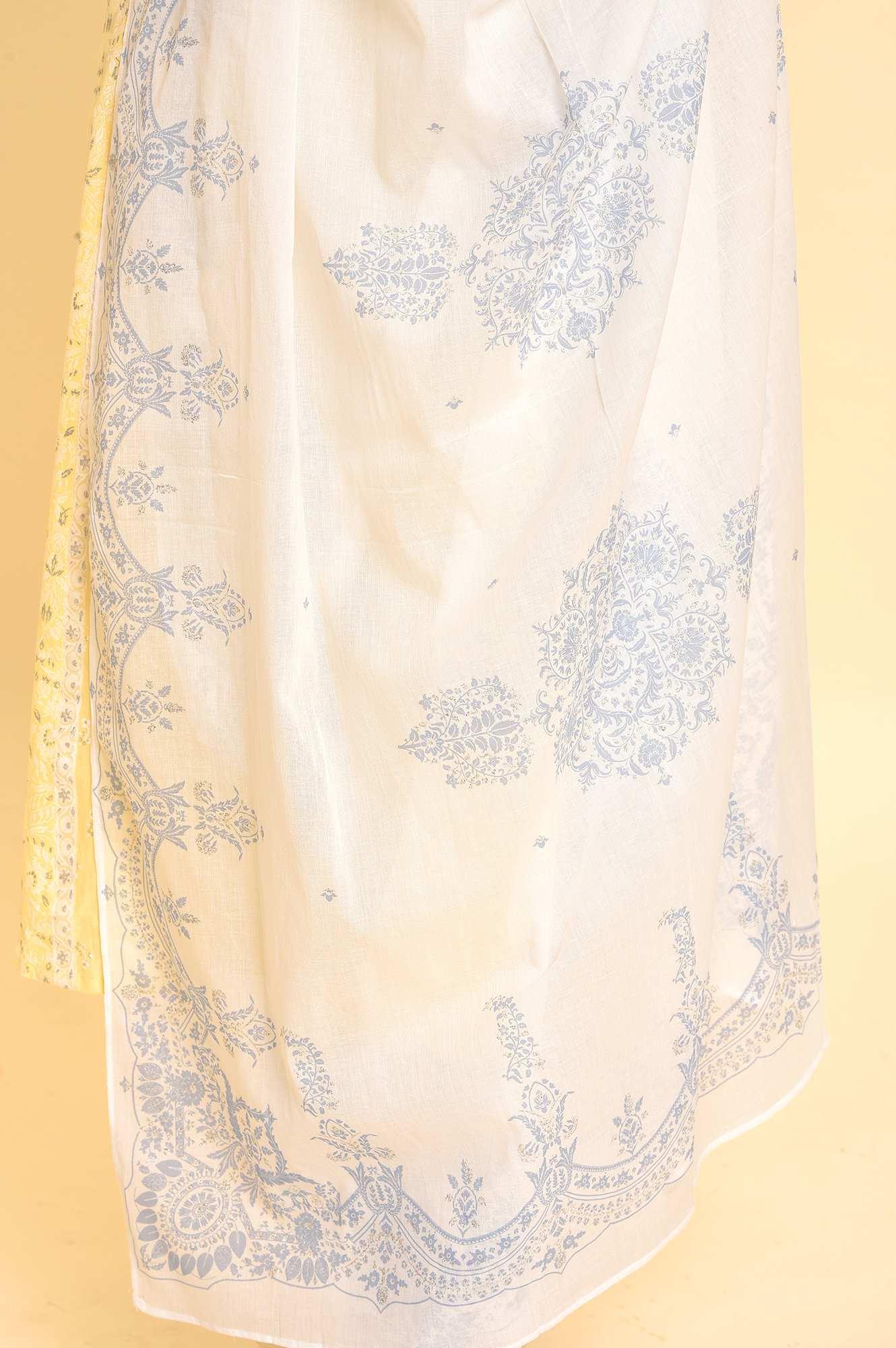 Yellow A-Line Embroidered Kurta, Pants And Dupatta Set - Image 11