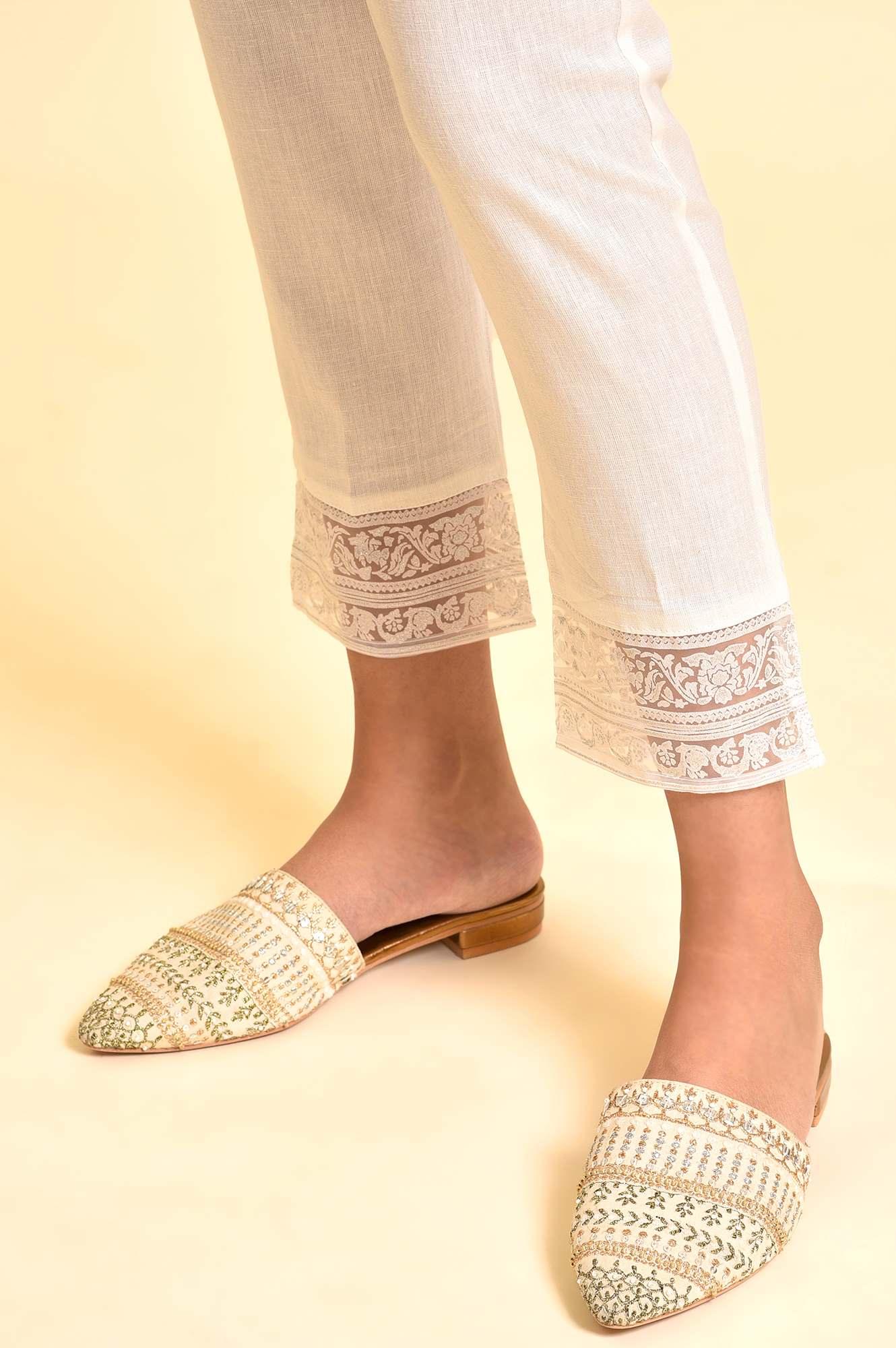 Yellow A-Line Embroidered Kurta, Pants And Dupatta Set - Image 9