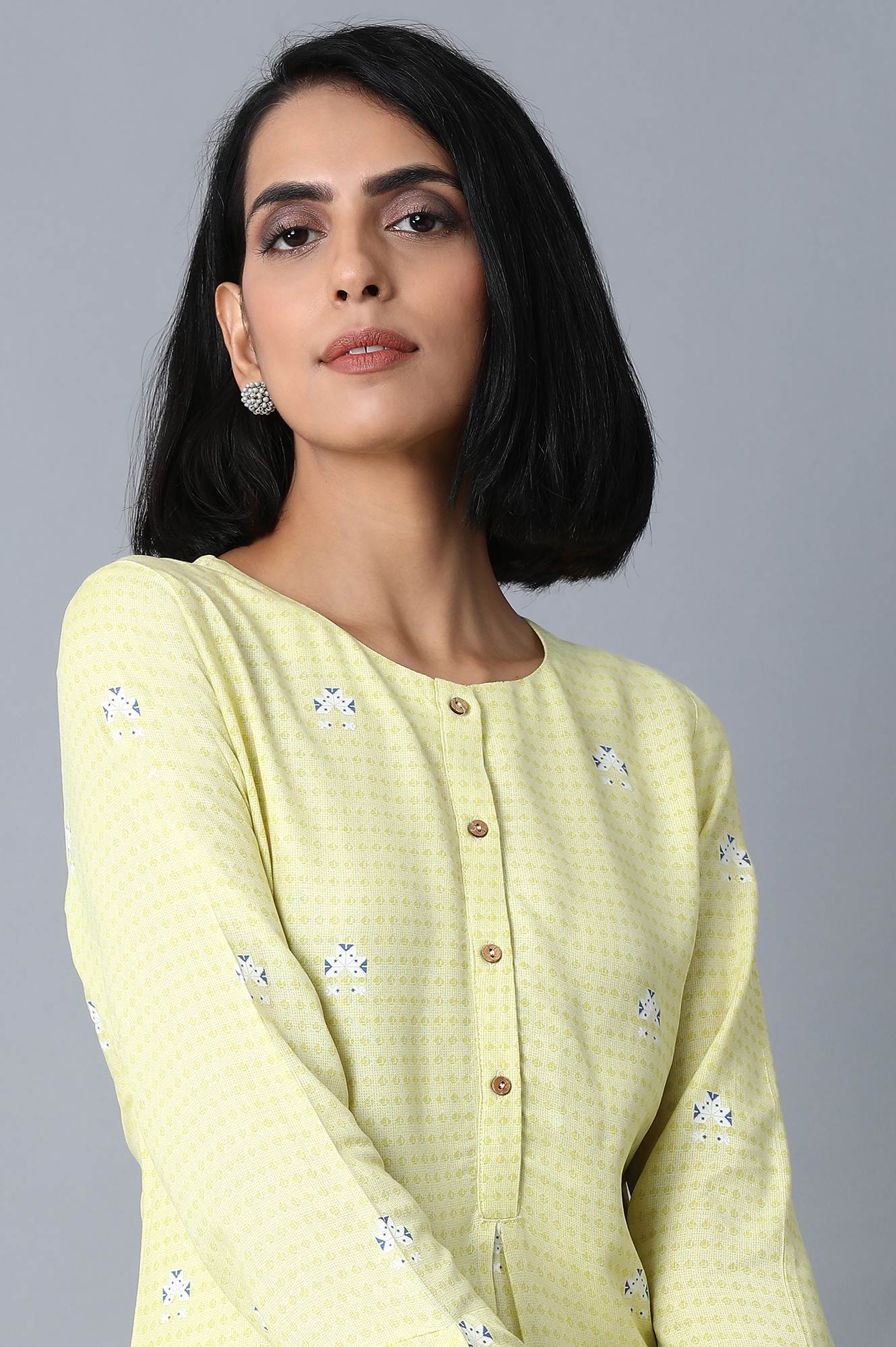 Yellow A-line Kurta and Parallel Pant Set - Image 3
