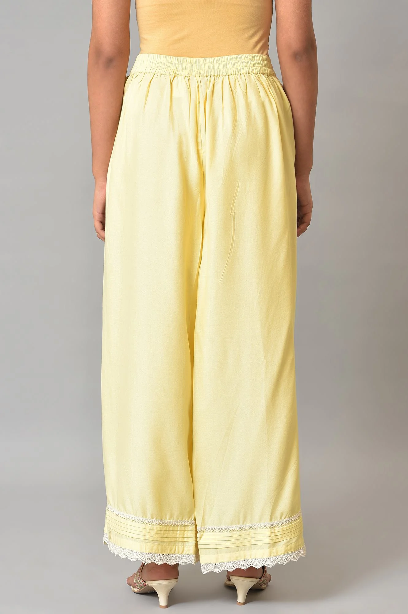 Yellow A-line Kurta and Parallel Pant Set - Image 5