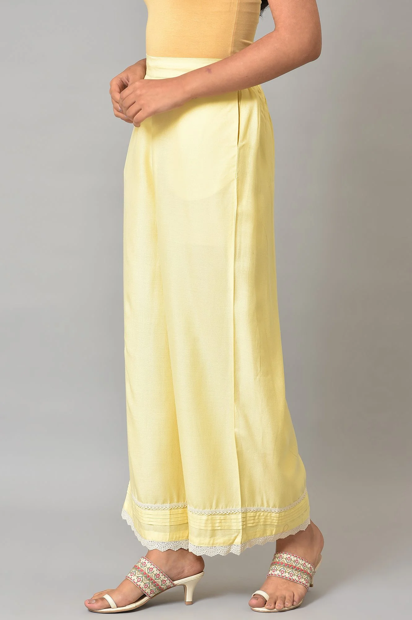 Yellow A-line Kurta and Parallel Pant Set - Image 6