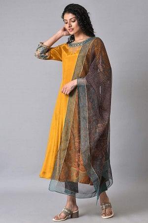 Yellow Anarkali kurta Set - Image 3