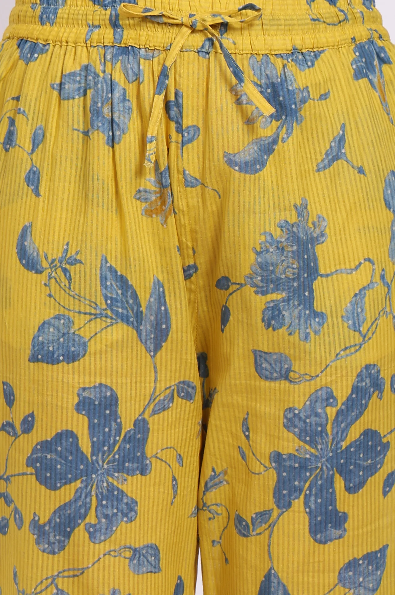 Yellow Bold Floral Printed Pure Cotton Flared Kurta and Pants Co-ord Set - Image 8