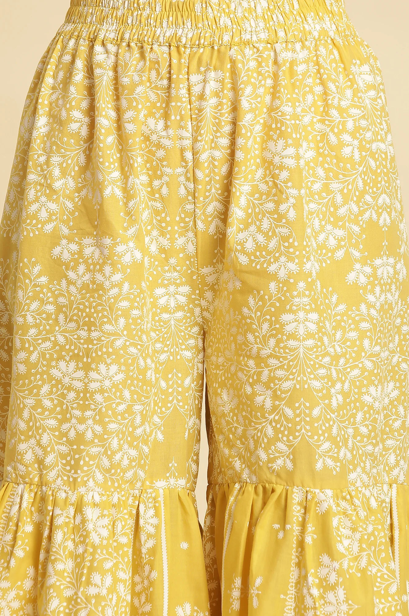 Yellow Chikankari Embroidered Kurta, Sharara And Dupatta Set - Image 9