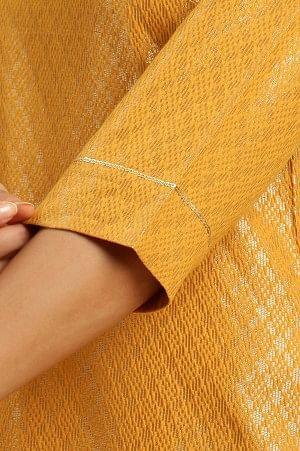 Yellow Dobby Festive Embellished Kurta - Image 7