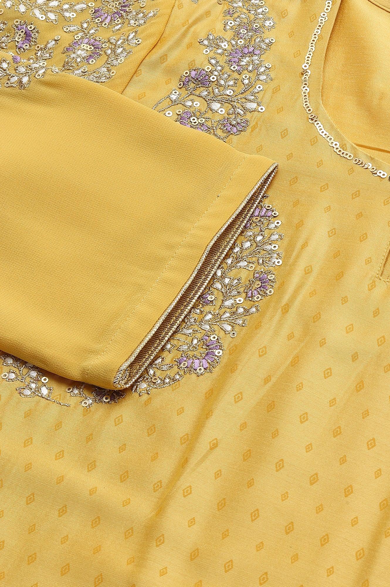 Yellow Dori Embroidered kurta With Ecru Sharara And Dupatta Set - Image 9