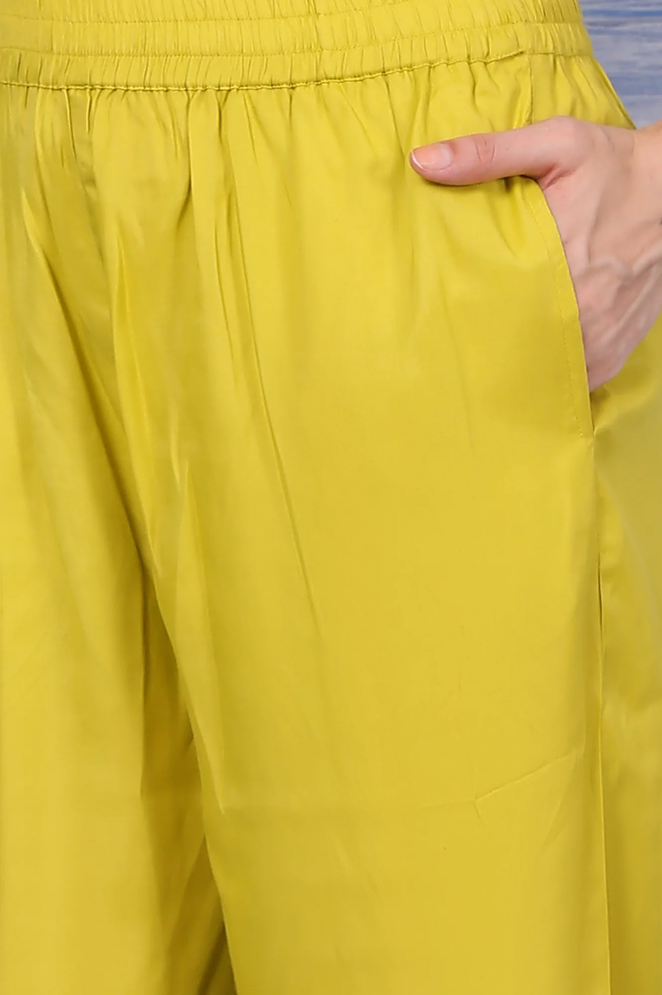 Yellow Embroidered A-line Organza Festive Kurta, Pants and Dupatta Set - Image 10