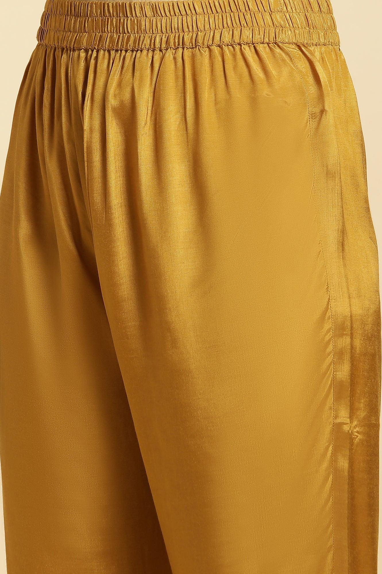 Yellow Embroidered Kurta, Pants And Dupatta Set - Image 8