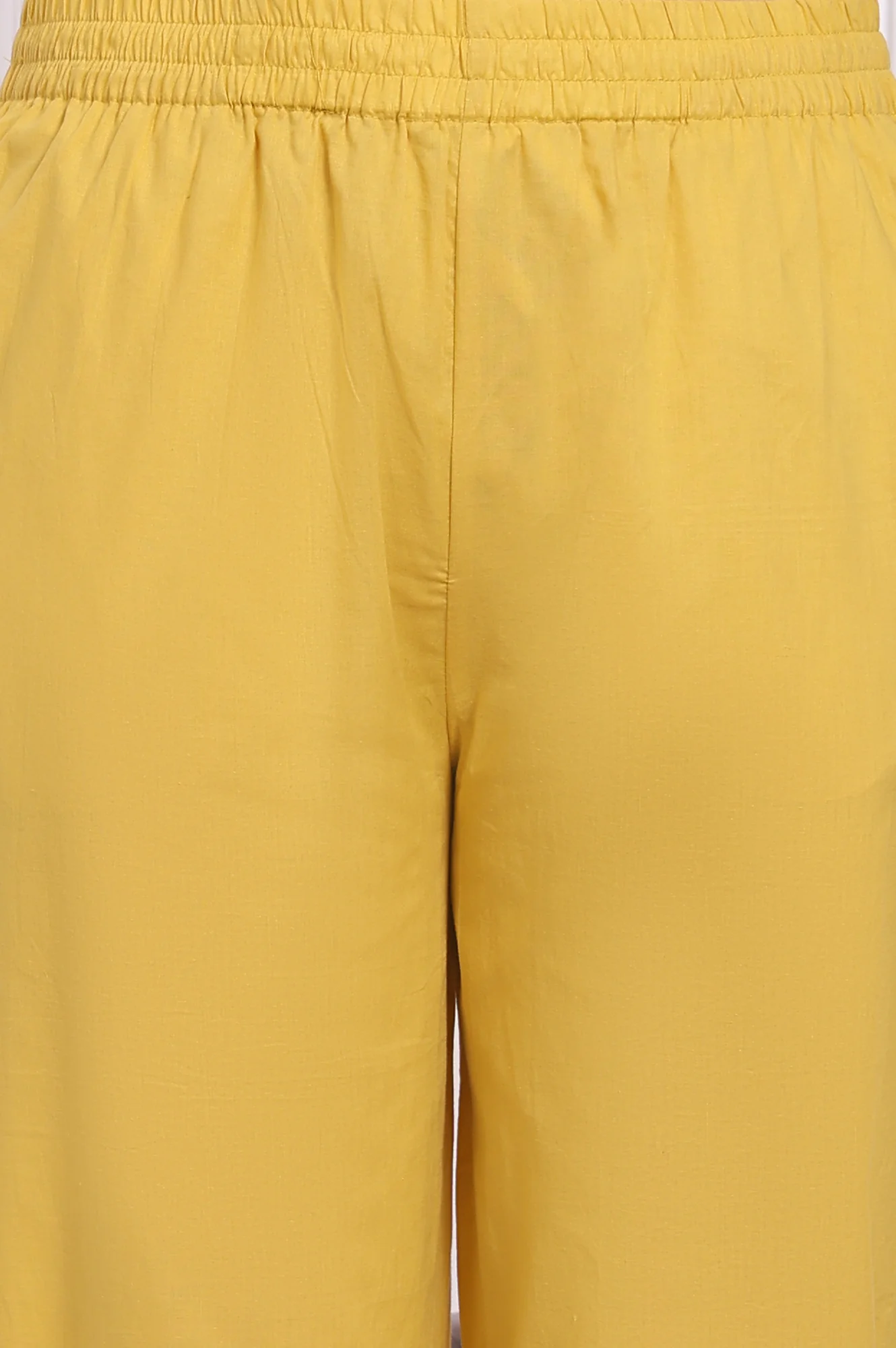 Yellow Embroidered Pure Cotton Straight Kurta and Pants Co-ord Set - Image 8