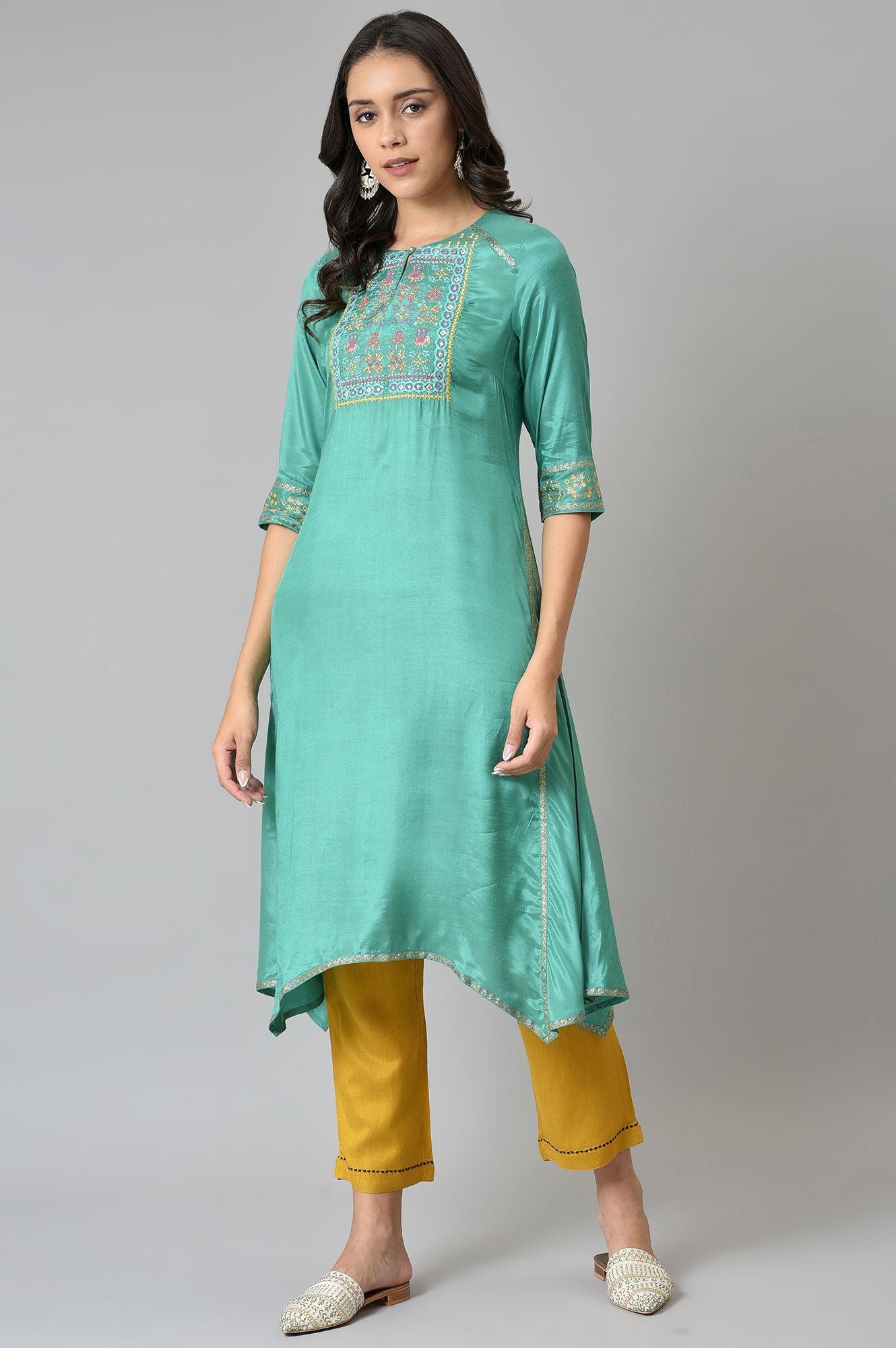 Yellow Embroidered Straight Pants - Image 5