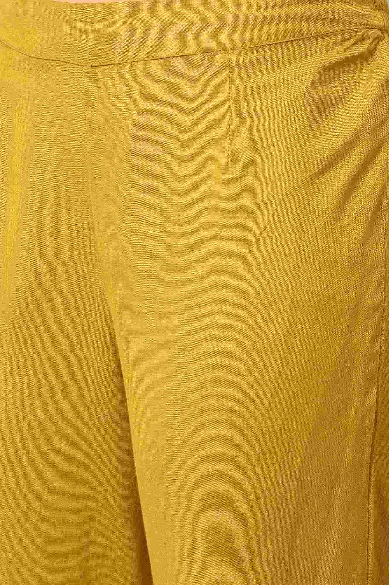 Yellow Embroidered Straight Pants - Image 6
