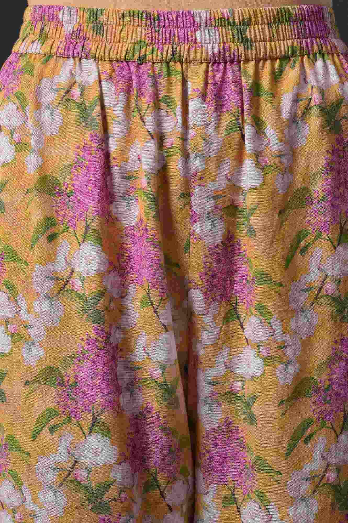 Yellow Floral Print kurta With Straight Pants And Dupatta - Image 6