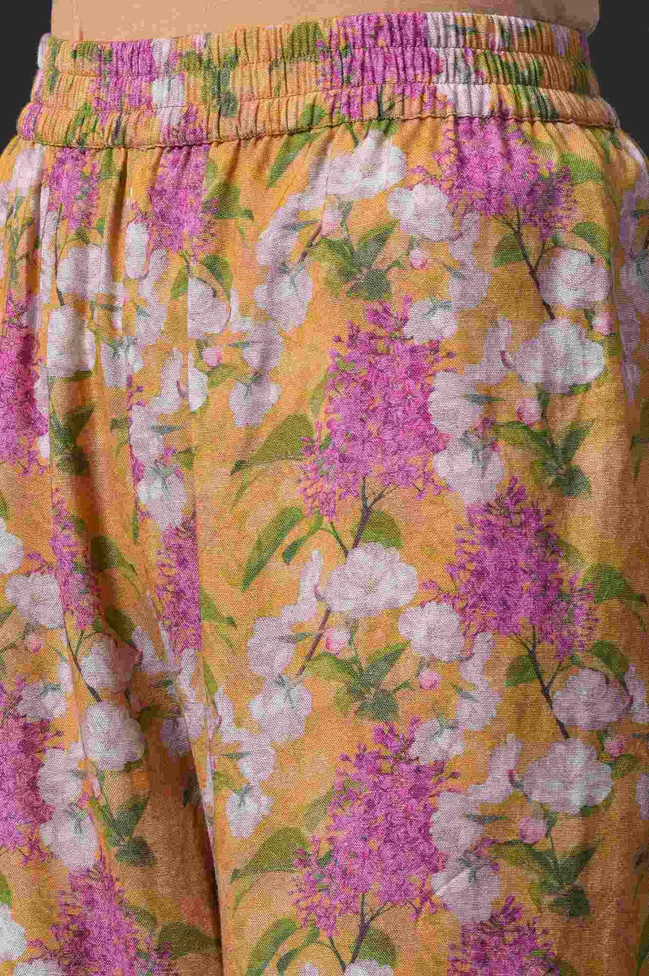 Yellow Floral Print kurta With Straight Pants And Dupatta - Image 7