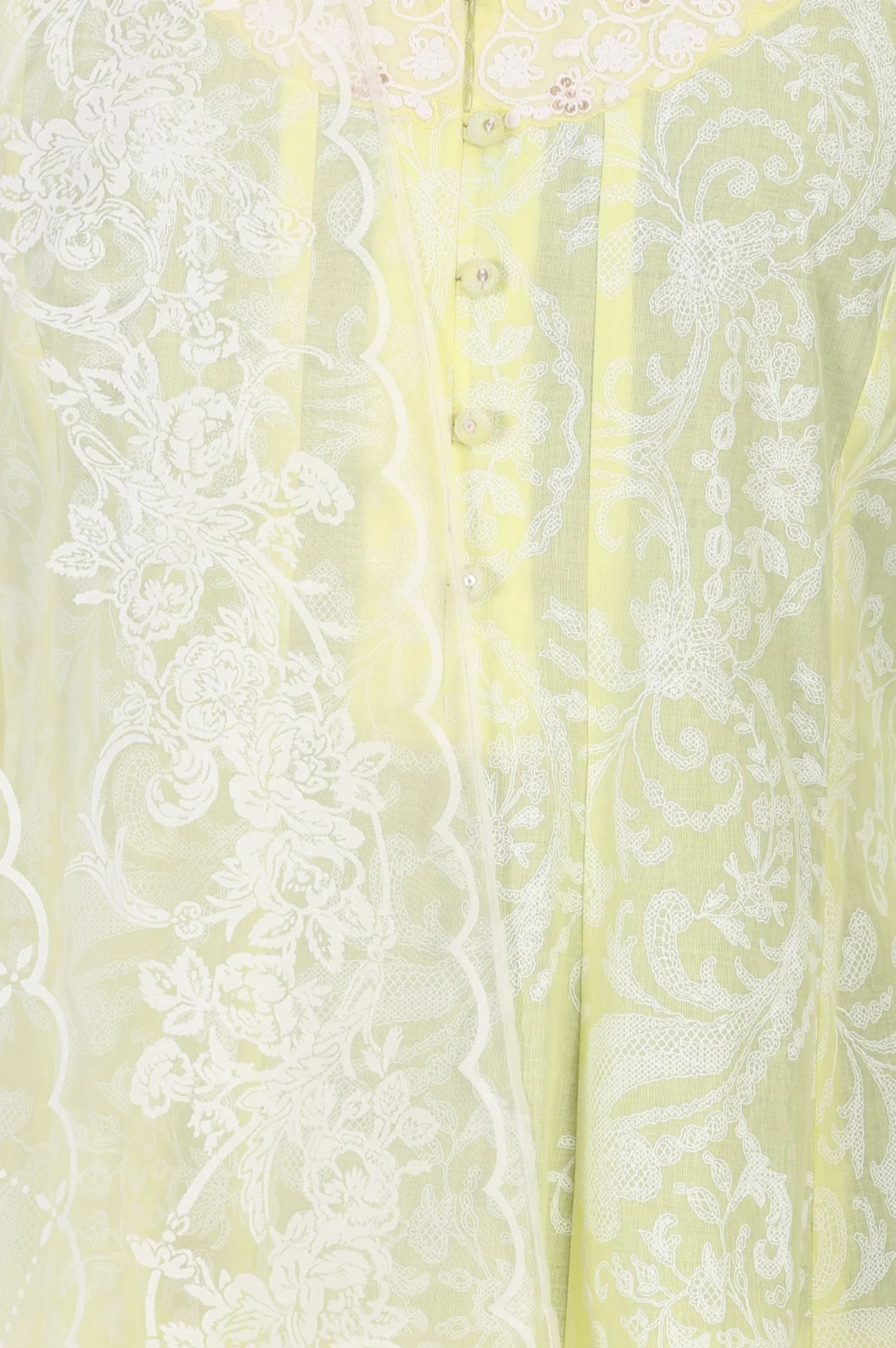 Yellow Floral Printed Lace Pure Cotton Straight Kurta with Straight Pants and Dupatta Set - Image 6