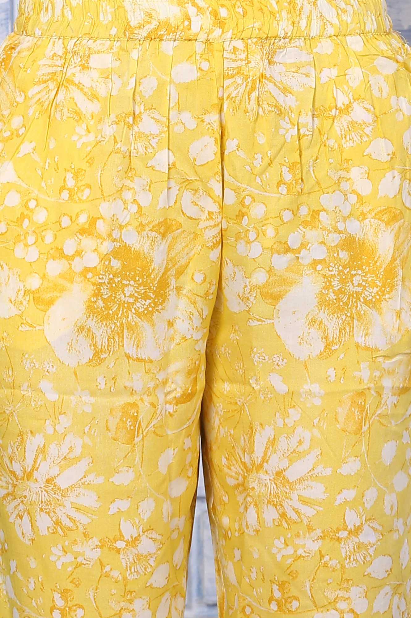 Yellow Floral Printed Lace Straight Kurta and Pants Co-ord Set - Image 8