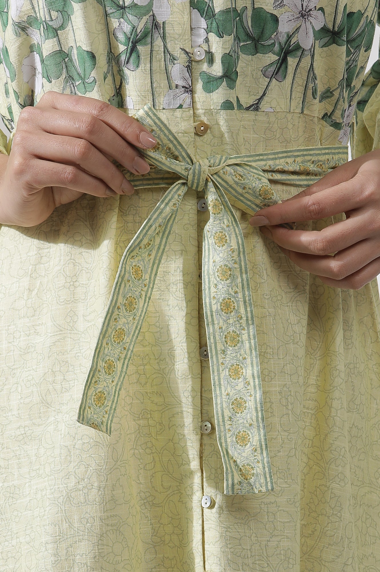 Yellow Floral Printed Shirt Dress - Image 7