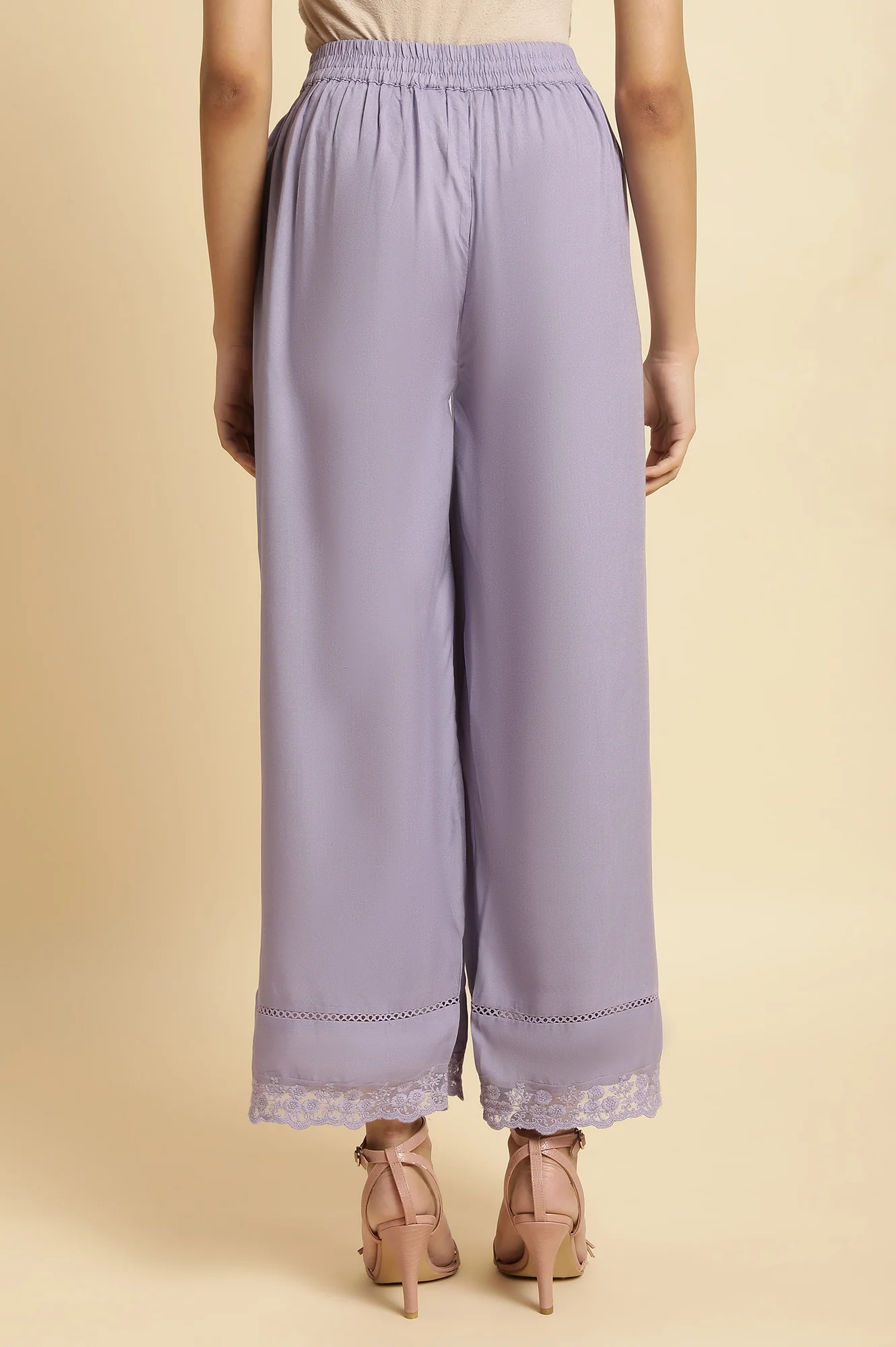 Yellow Floral Printed Thread Embroidered Pure Cotton A-Line Kurta and Parallel Pant Set - Image 6
